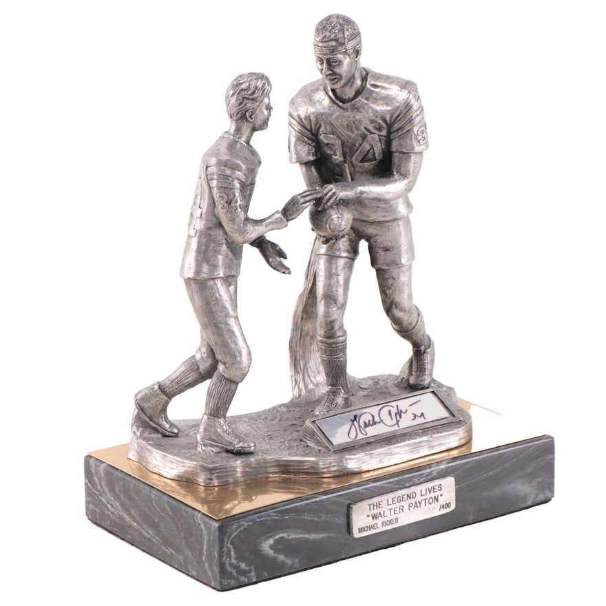 Walter Payton Signed "The Legend Lives" Pewter Sculpture by Michael Ricker, 1996