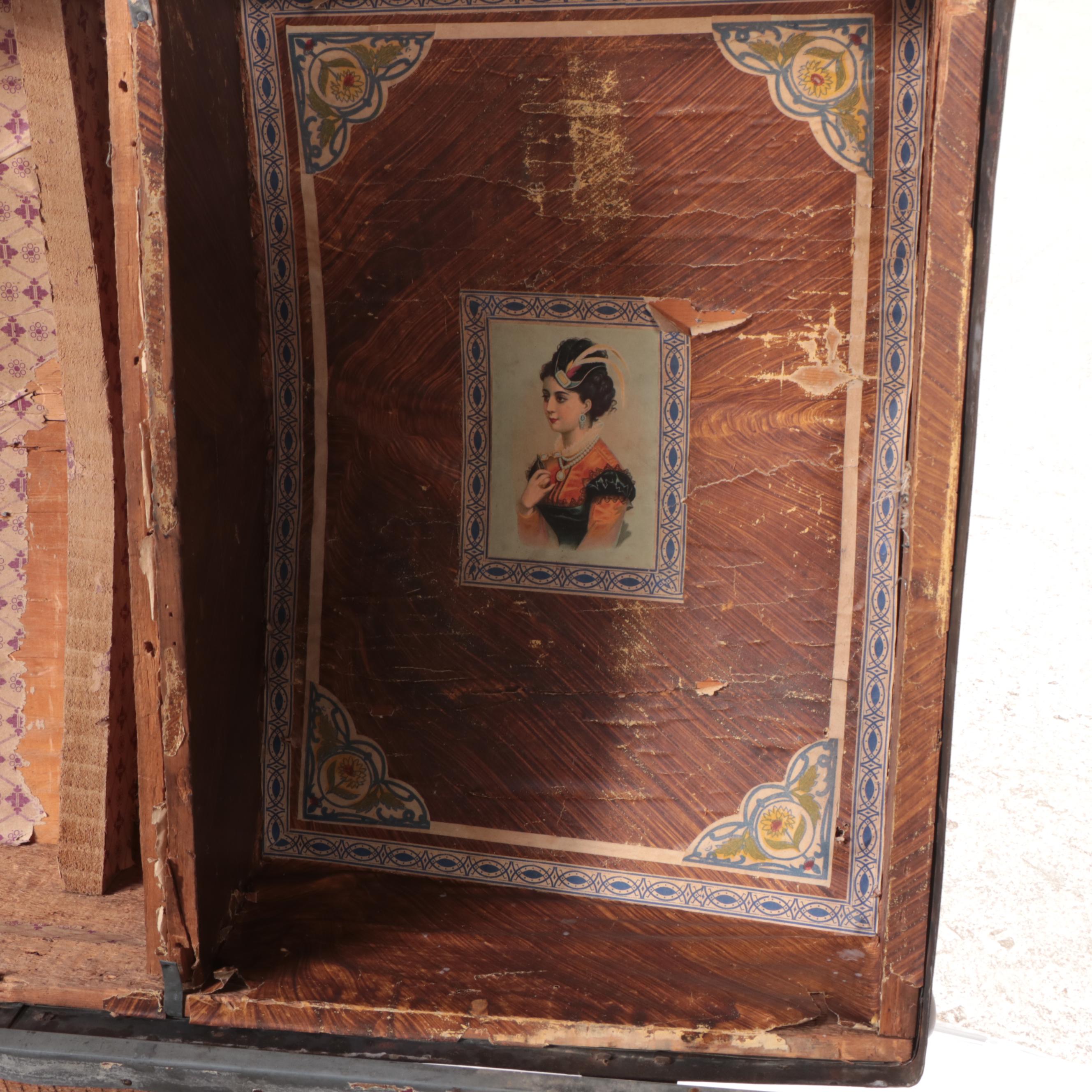 Victorian Metal-Clad and Slatted Wood Dome-Top Steamer Trunk, Late 19th Century