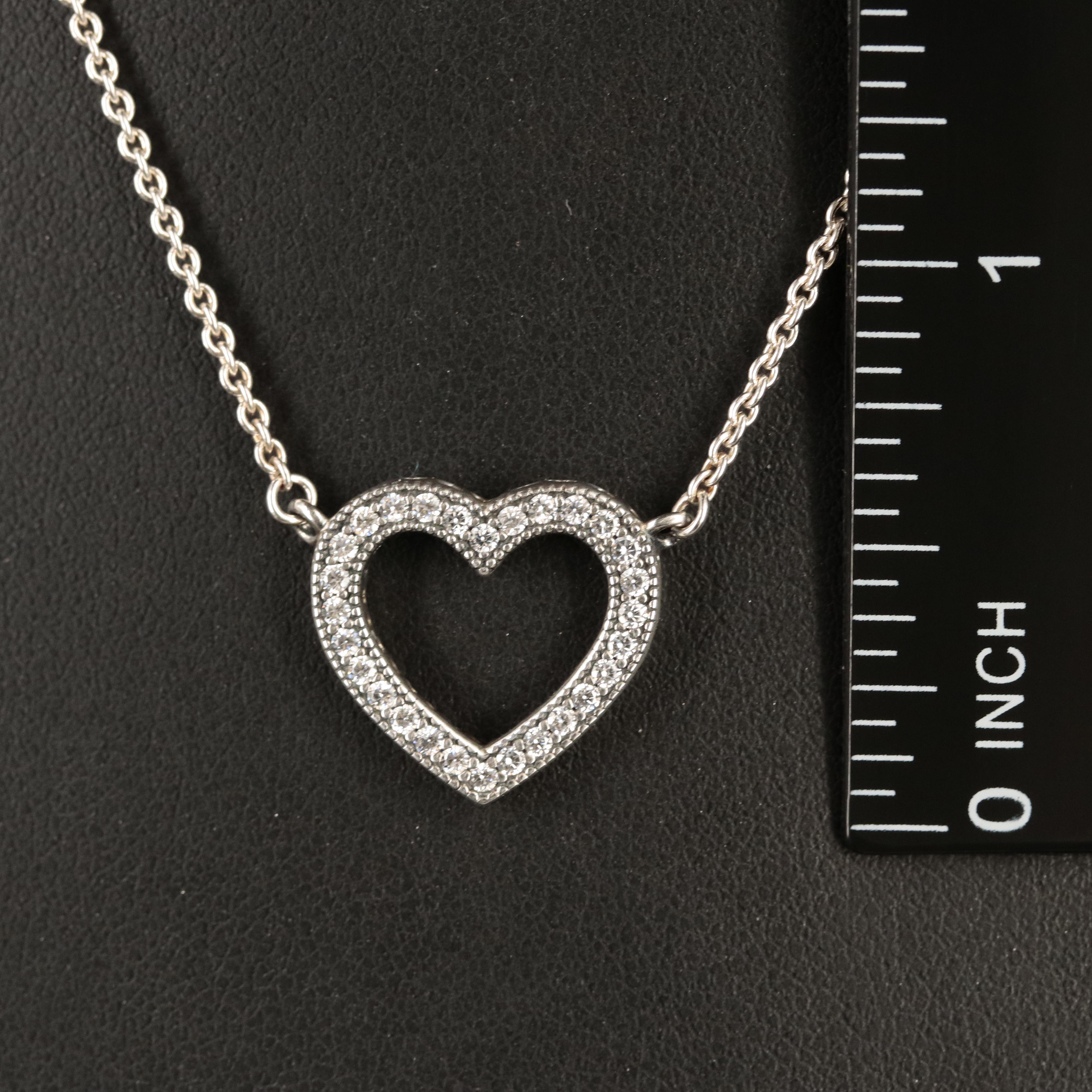 Pandora Sterling Cubic Zirconia Heart Necklace
