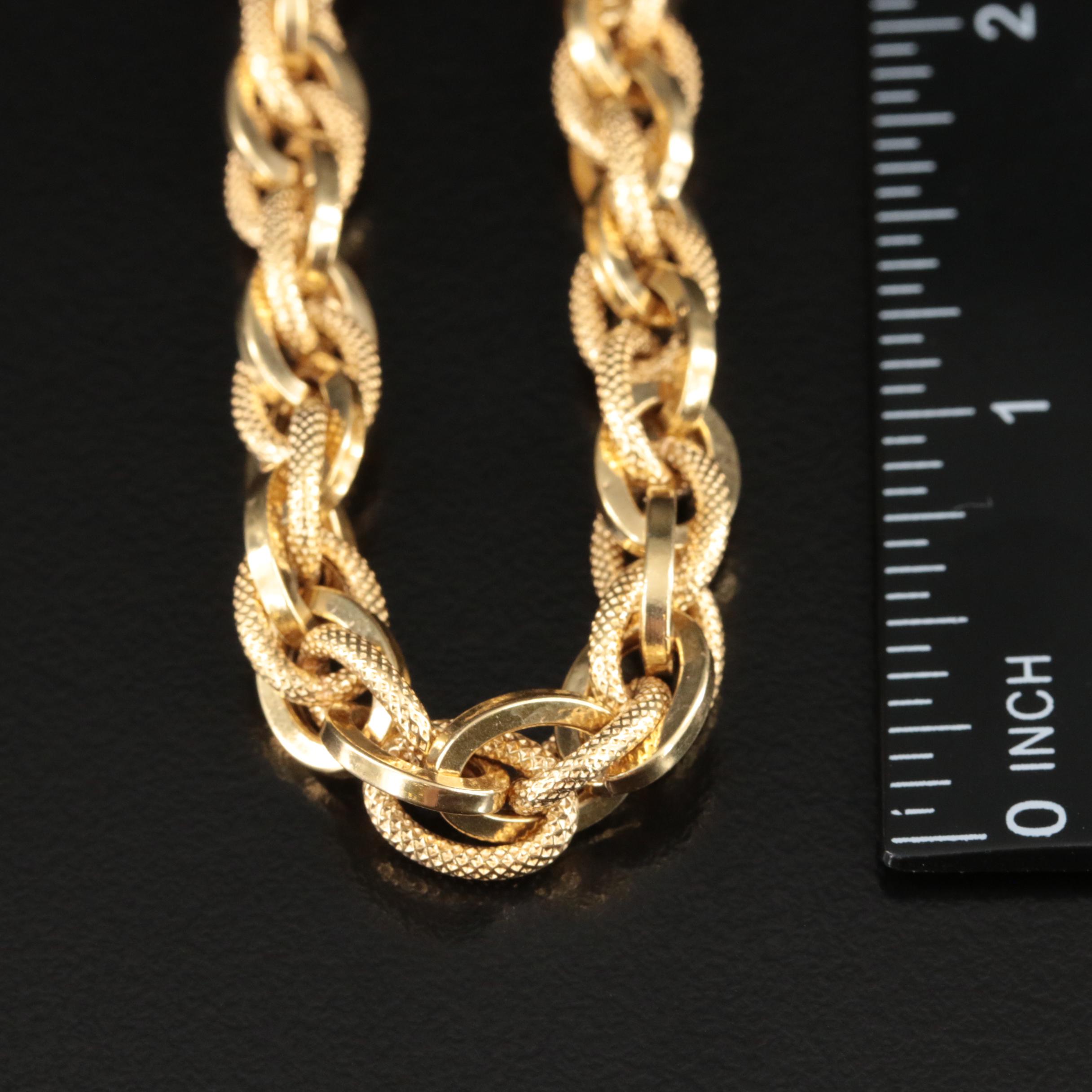 Italian 18K Textured French Rope Chain Necklace