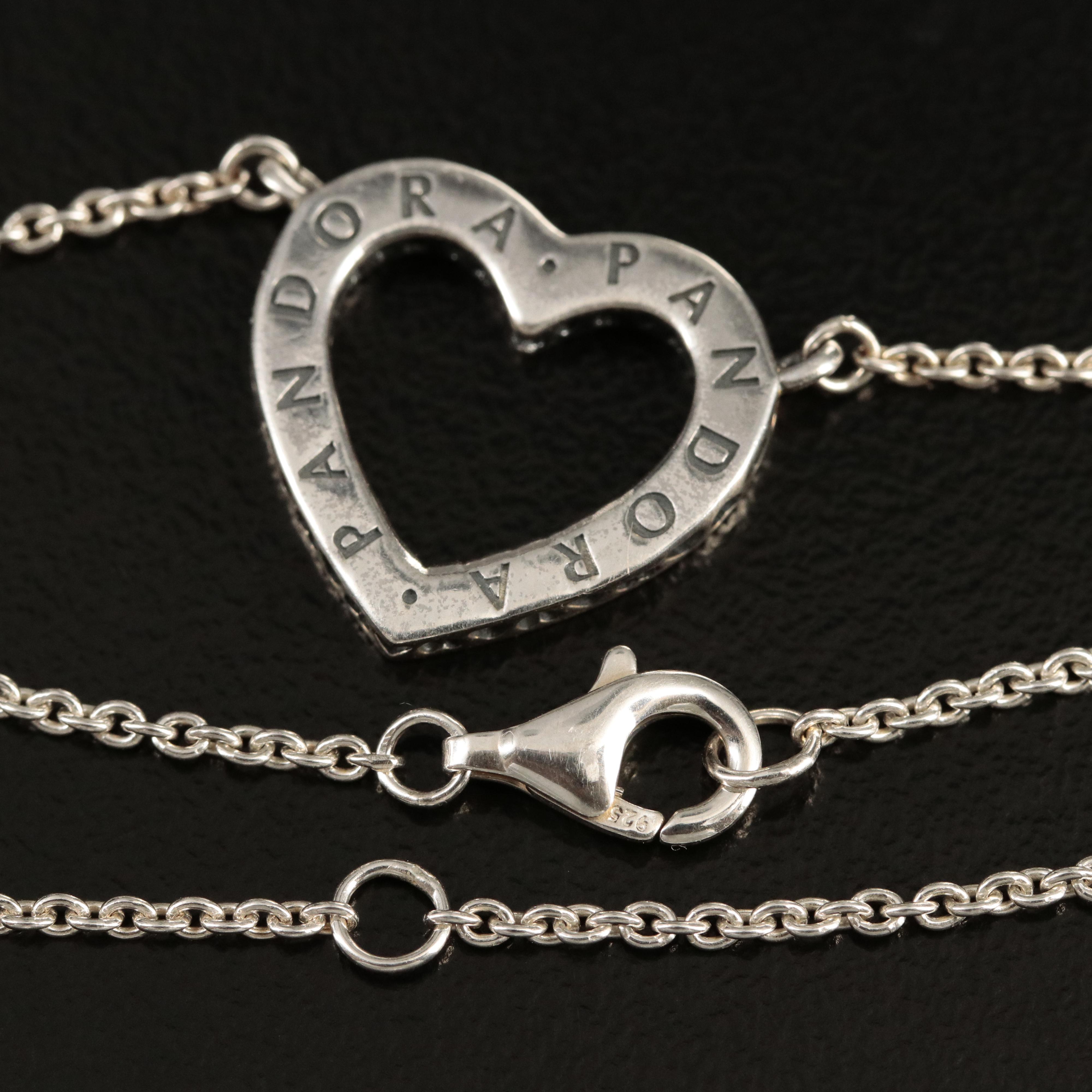 Pandora Sterling Cubic Zirconia Heart Necklace