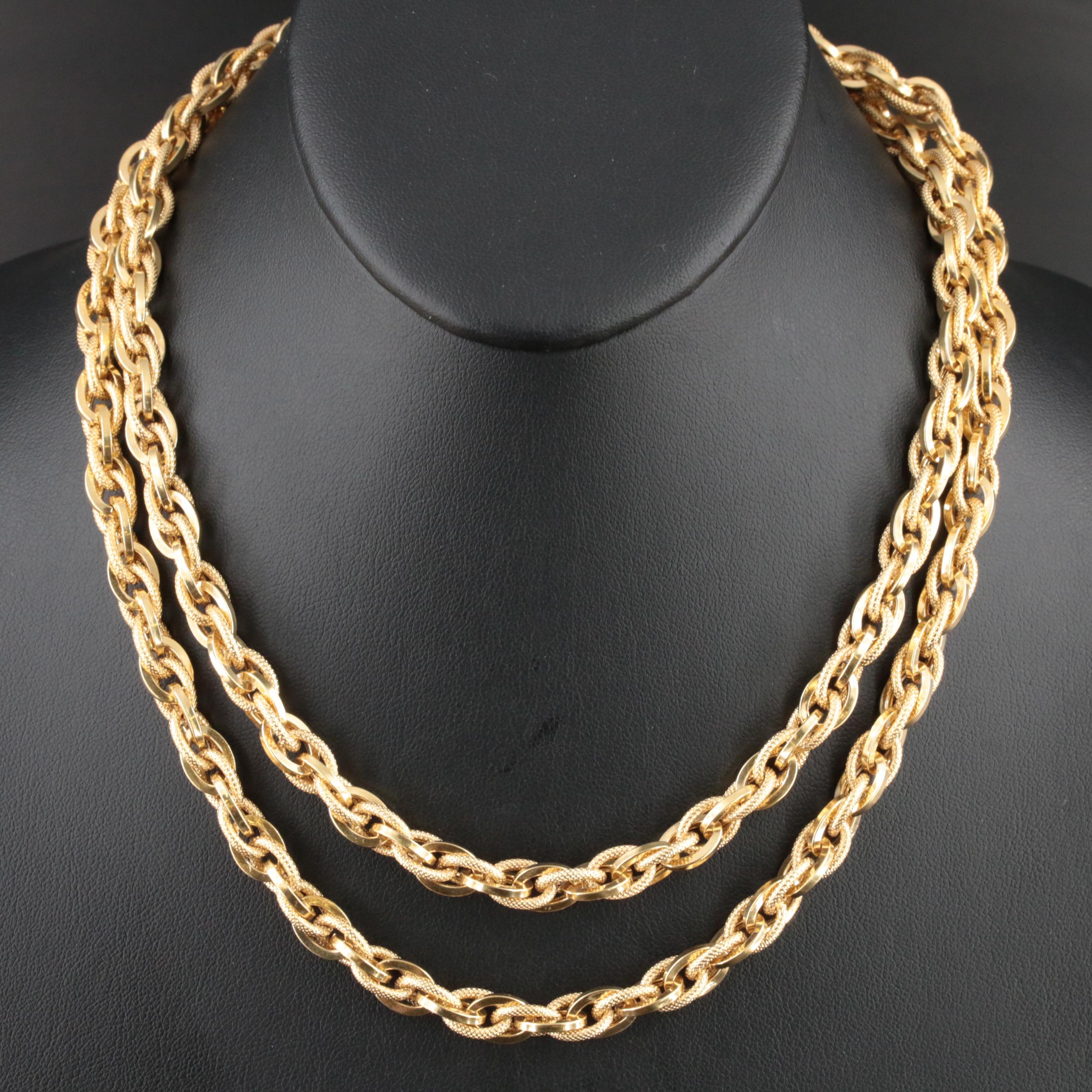 Italian 18K Textured French Rope Chain Necklace