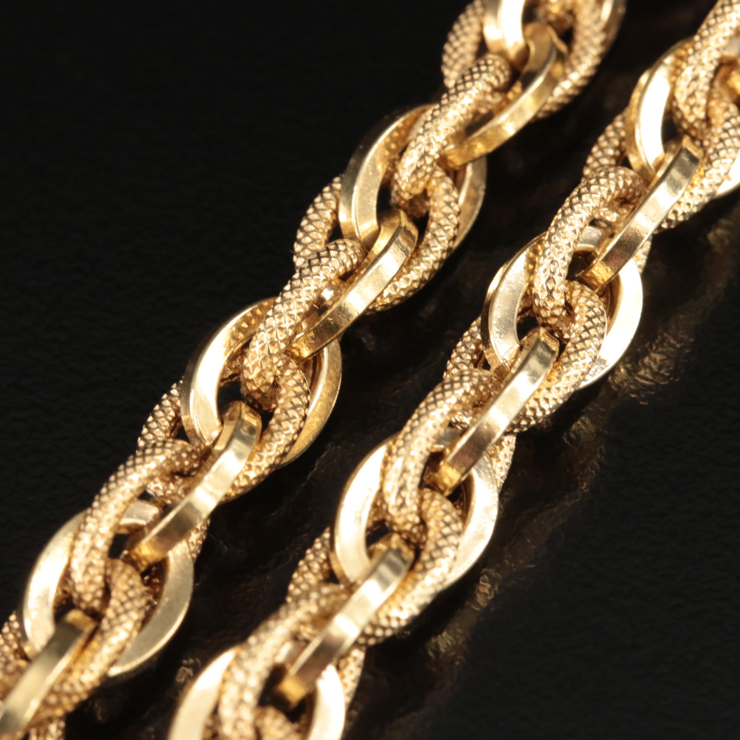 Italian 18K Textured French Rope Chain Necklace
