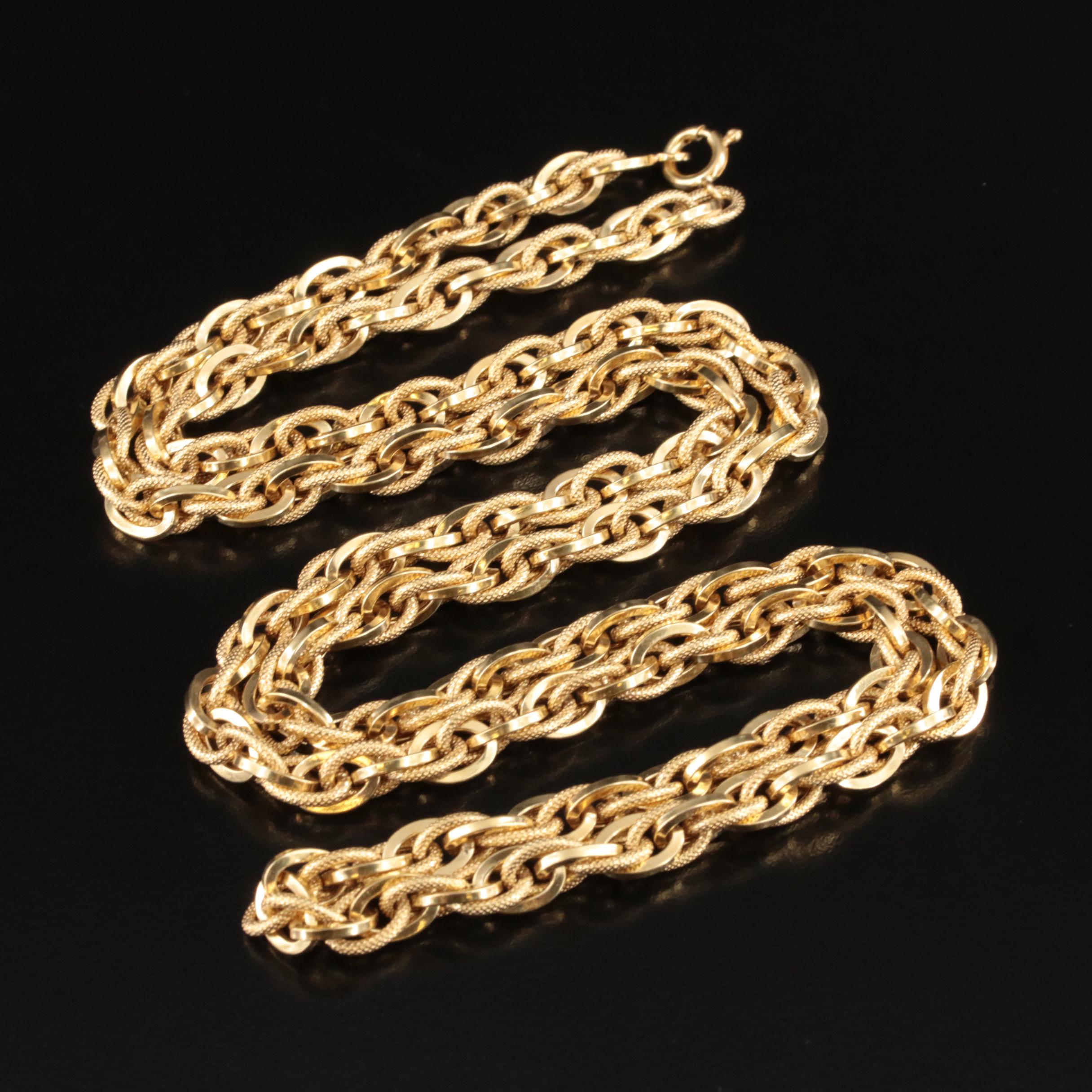 Italian 18K Textured French Rope Chain Necklace