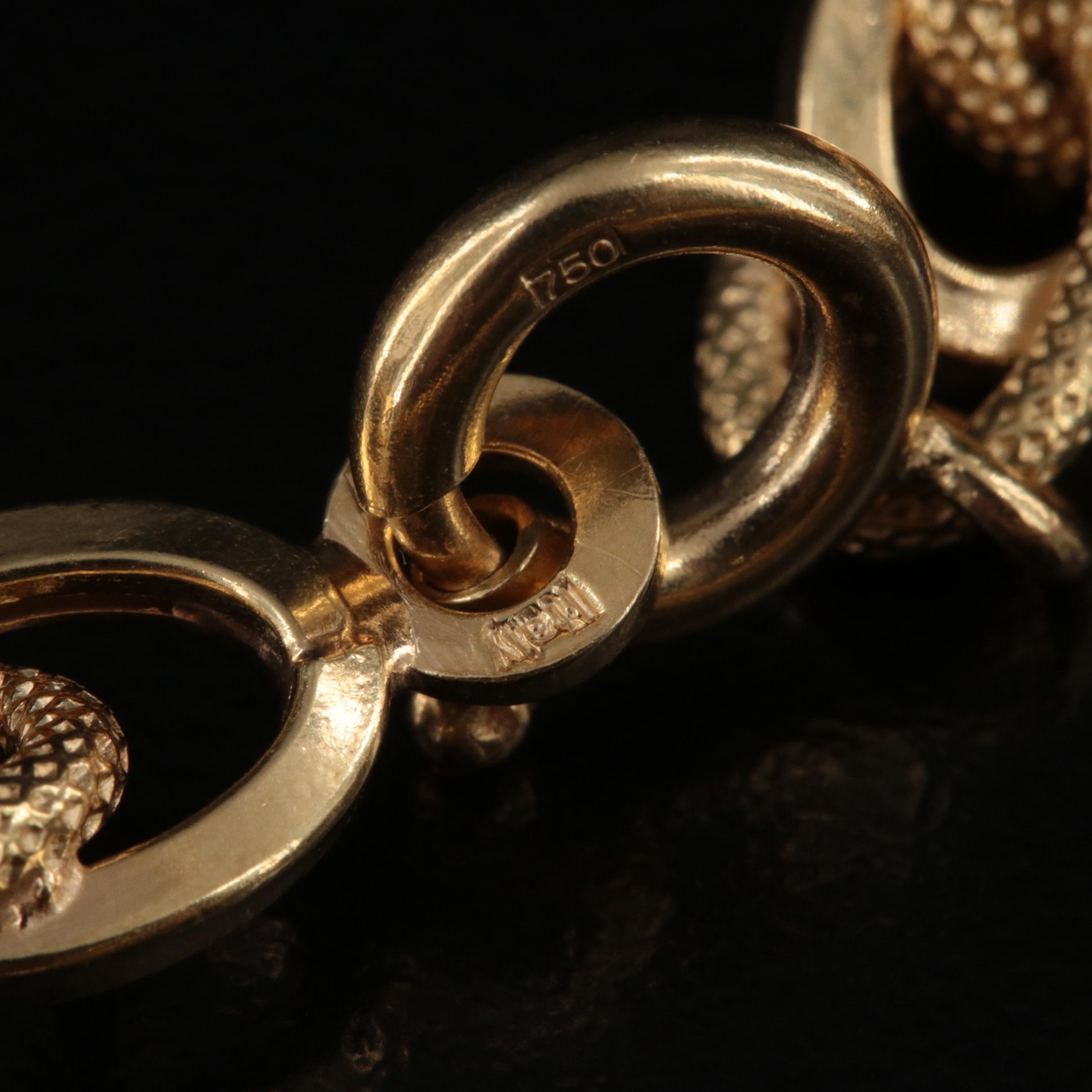 Italian 18K Textured French Rope Chain Necklace