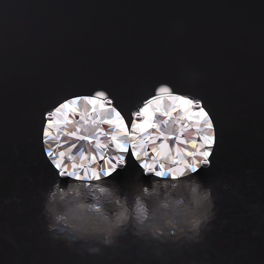 Platinum 3.04 CTW Lab Grown Diamond Stud Earrings