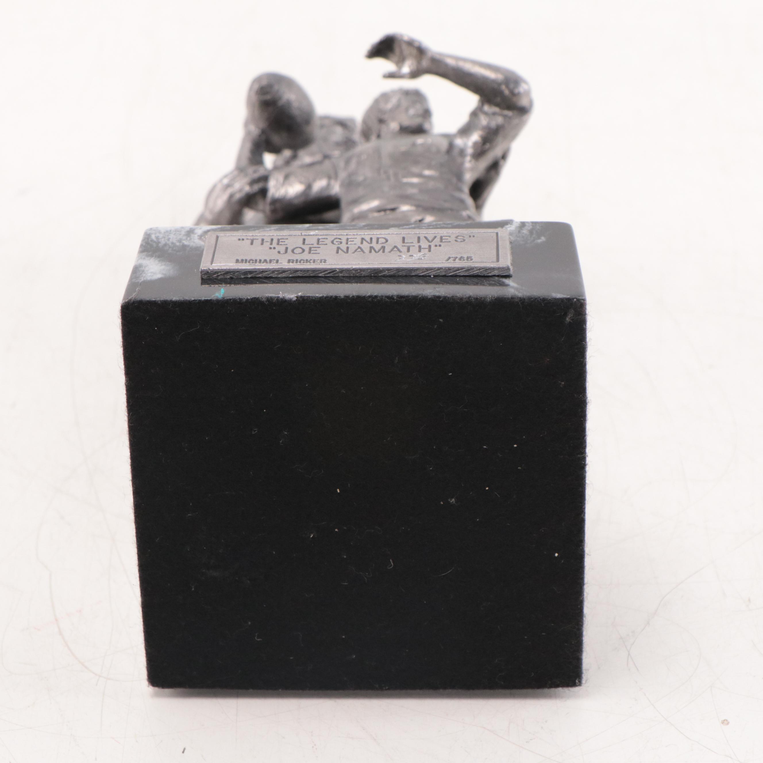 Joe Namath Signed "The Legend Lives" Pewter Sculpture by Michael Ricker, 1993