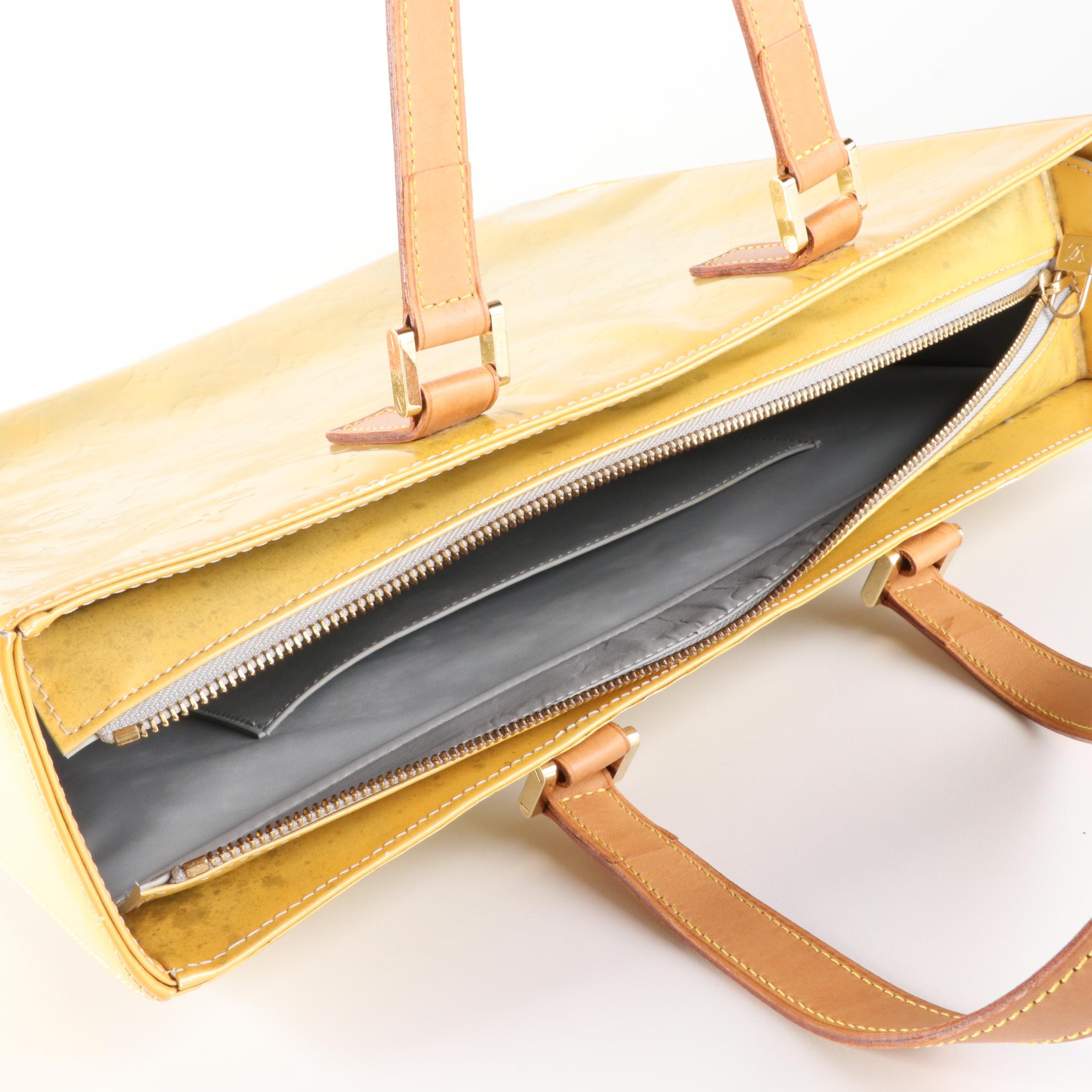 Louis Vuitton Columbus Shoulder Bag in Monogram Vernis and Vachetta Leather