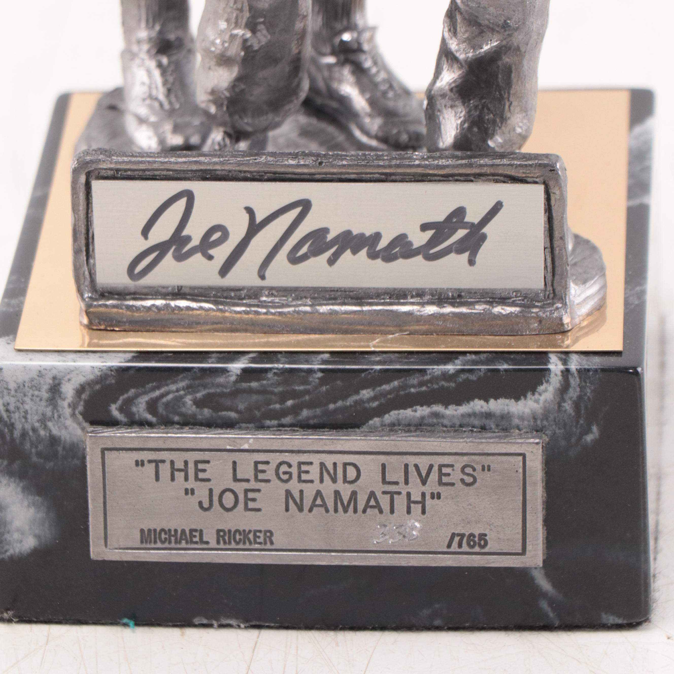 Joe Namath Signed "The Legend Lives" Pewter Sculpture by Michael Ricker, 1993