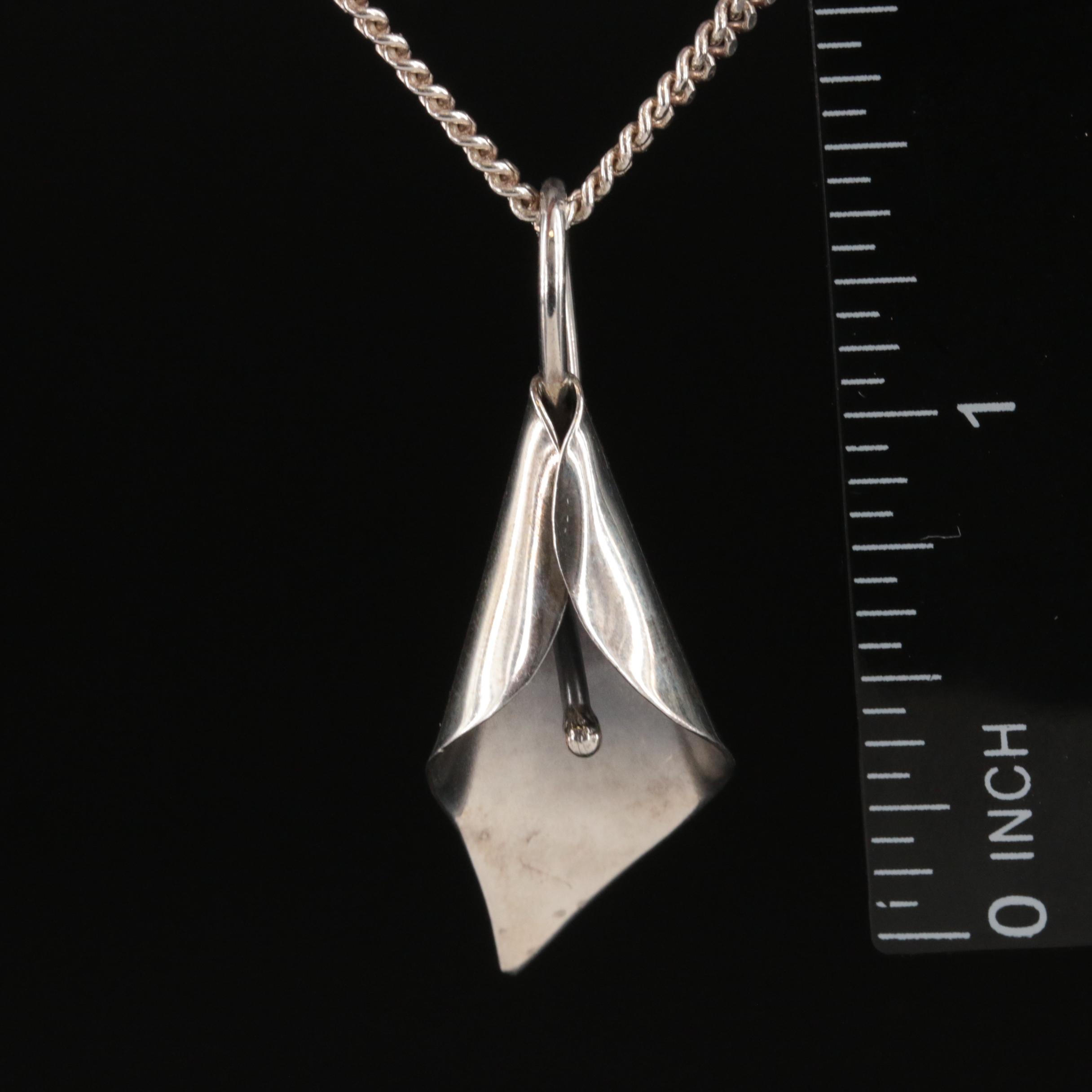 Stuart Nye Sterling Calla Lily Pendant Necklace