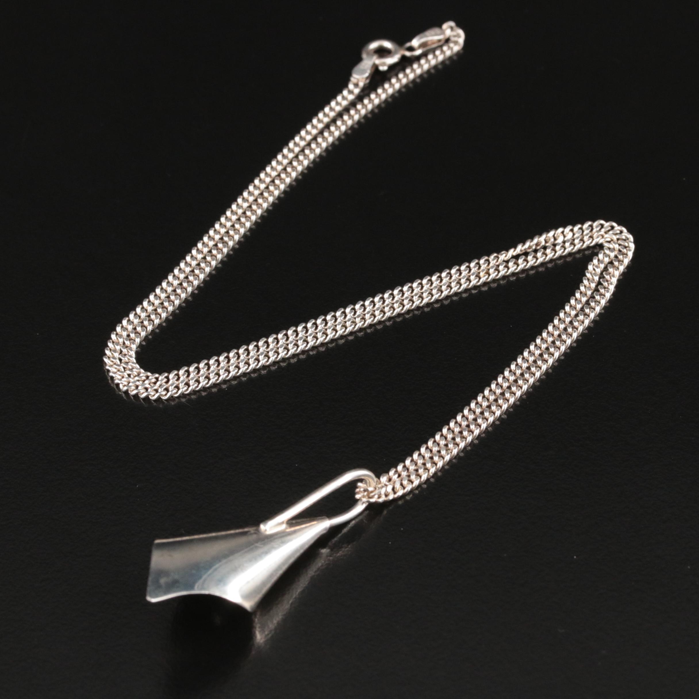 Stuart Nye Sterling Calla Lily Pendant Necklace