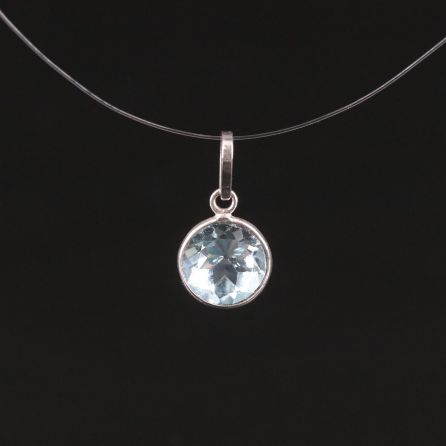 14K Blue Topaz Pendant