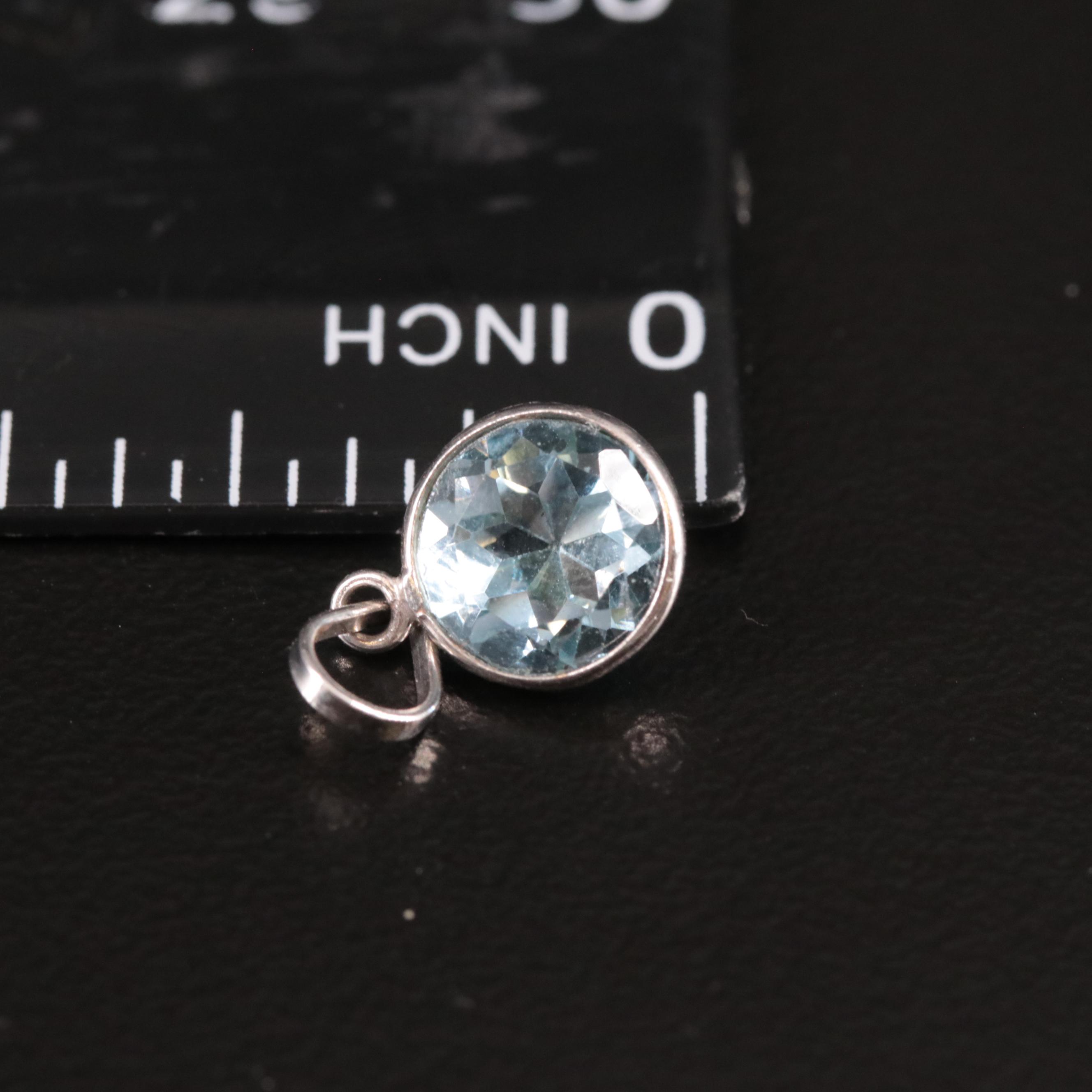 14K Blue Topaz Pendant