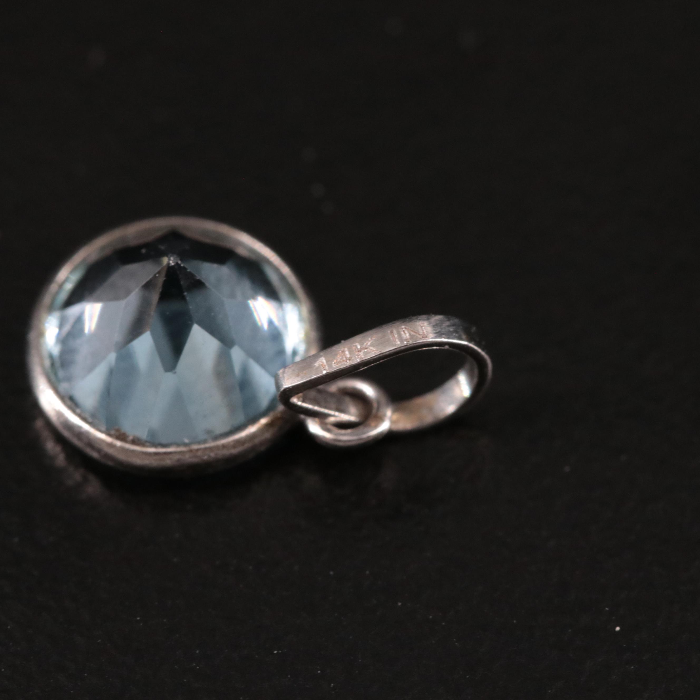 14K Blue Topaz Pendant
