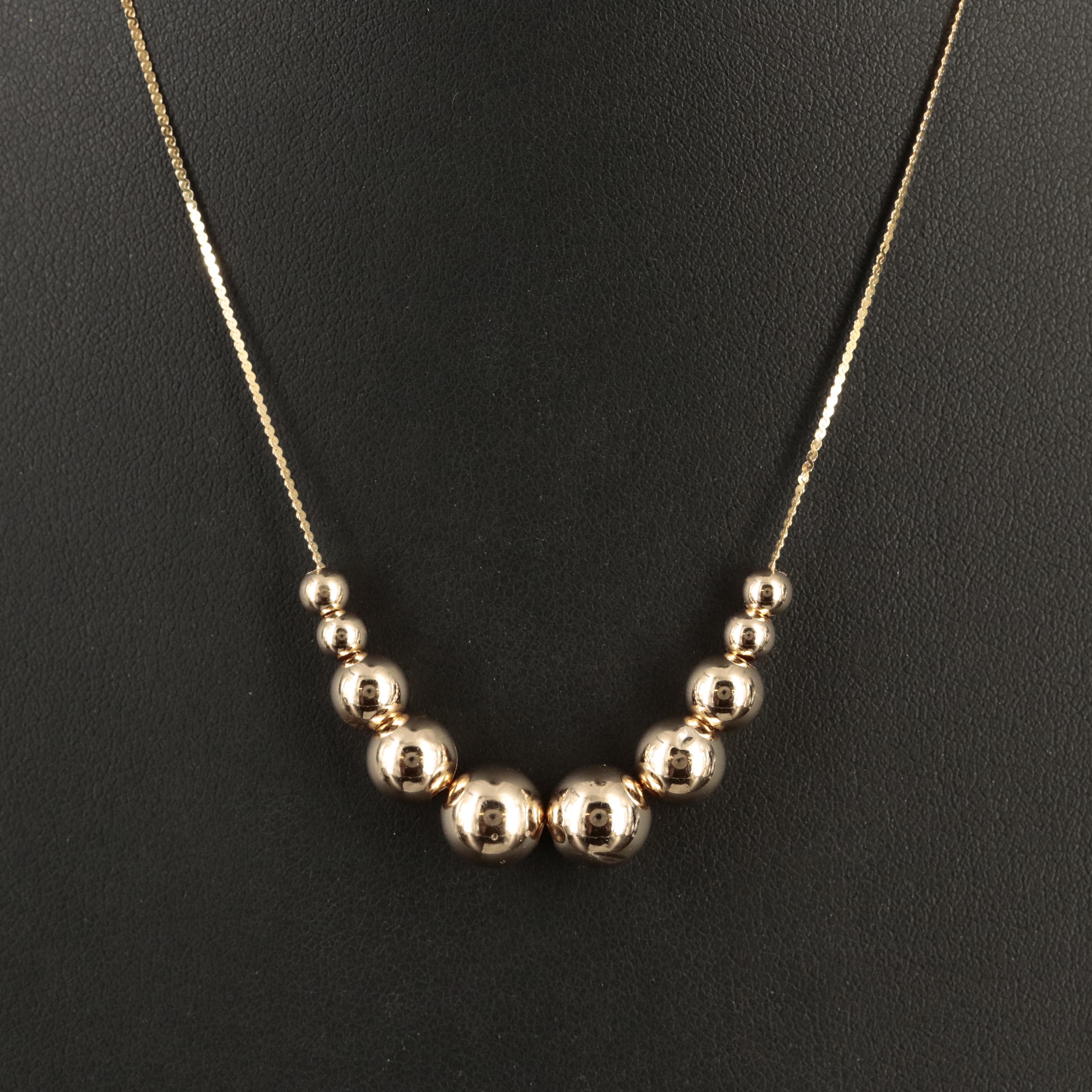 14K Graduated Beads on Serpentine Chain Necklace