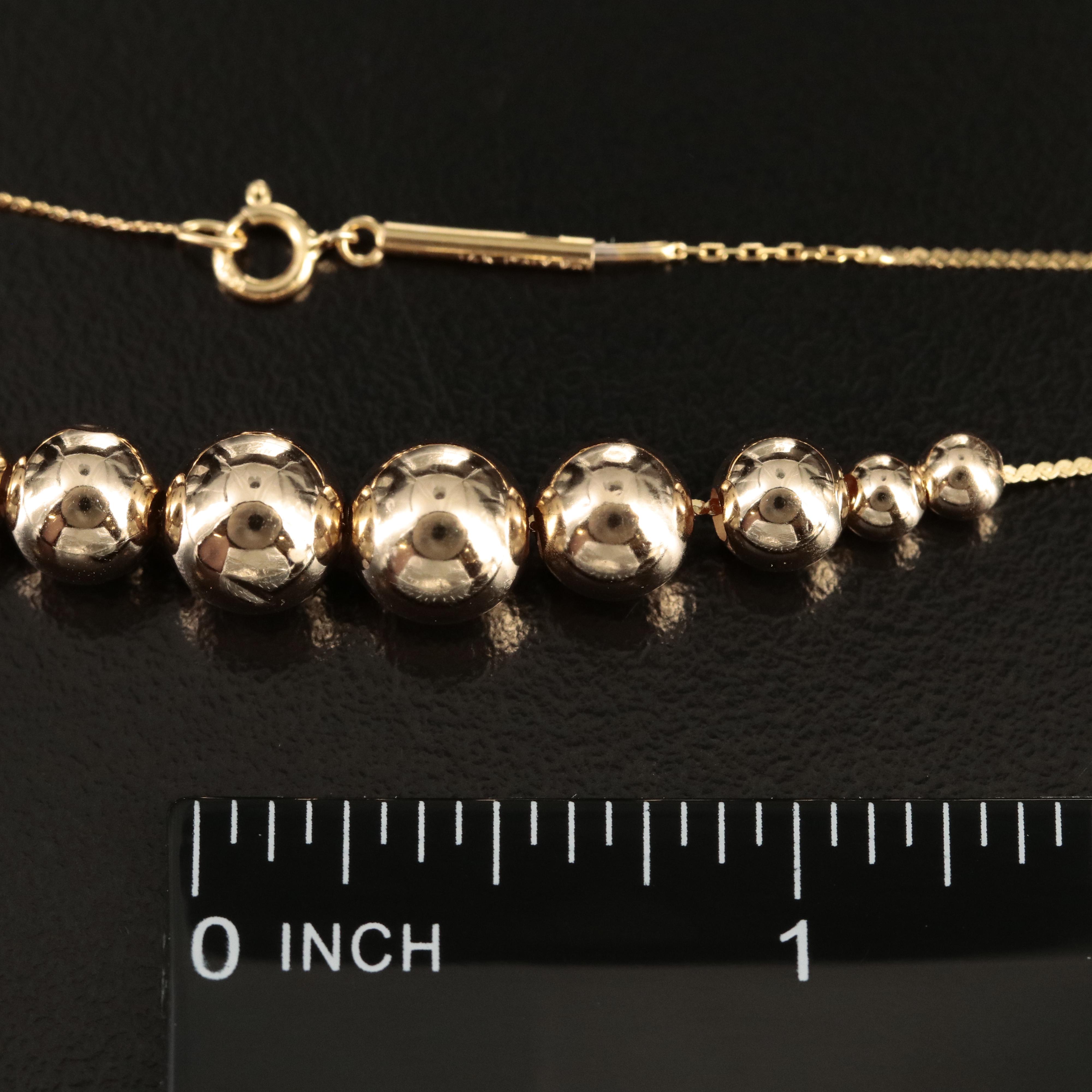 14K Graduated Beads on Serpentine Chain Necklace