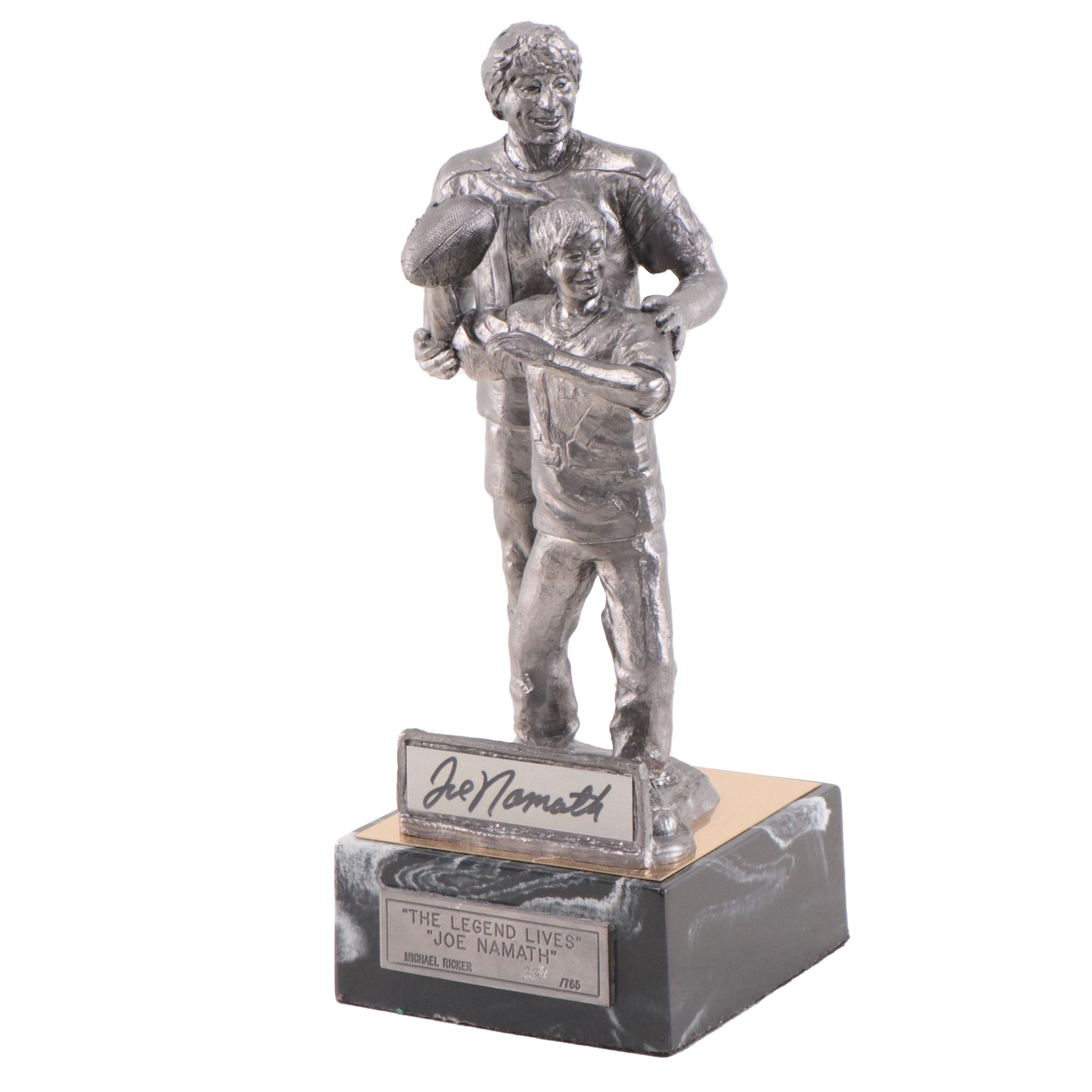 Joe Namath Signed "The Legend Lives" Pewter Sculpture by Michael Ricker, 1993