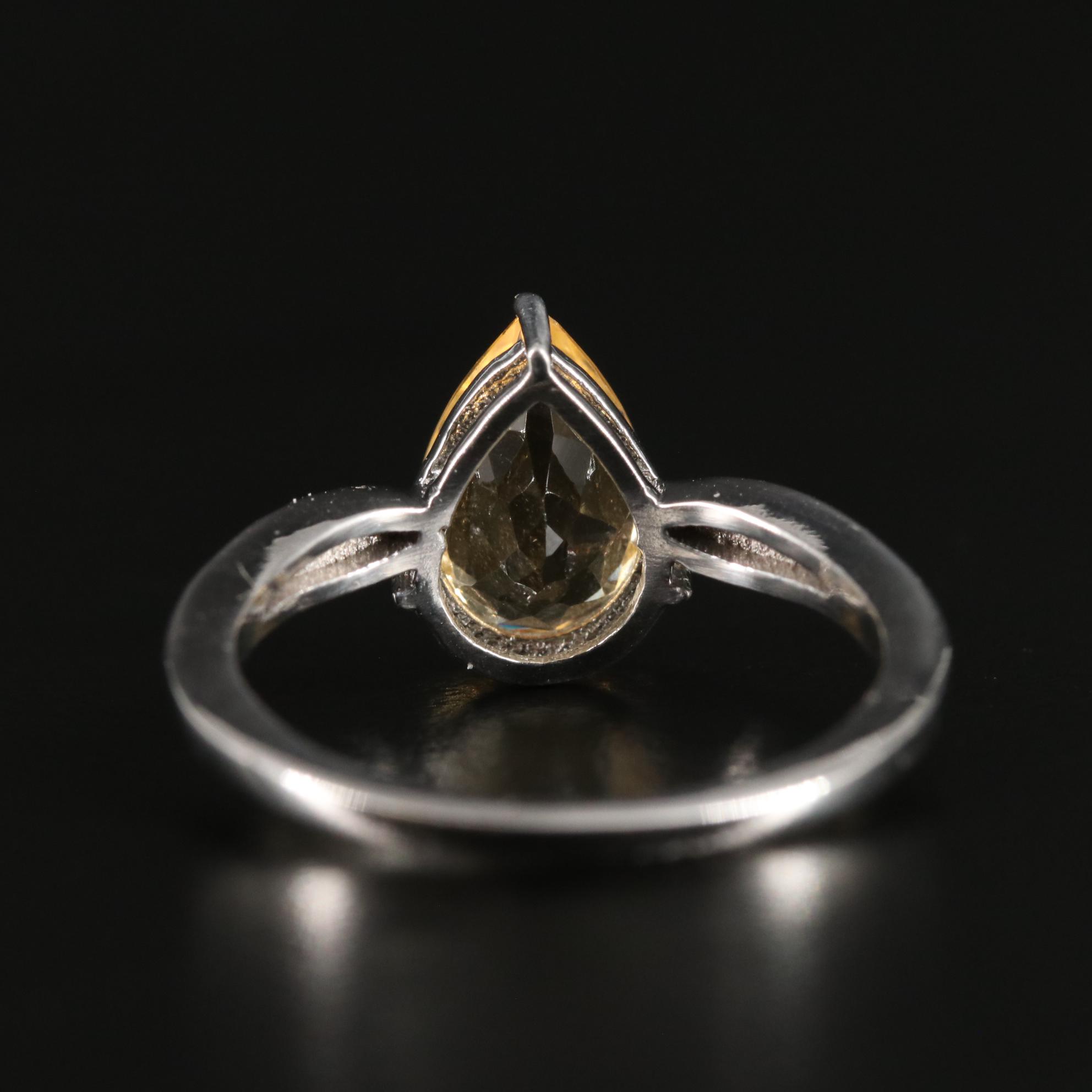 Sterling Citrine and Diamond Ring