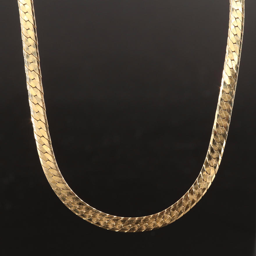 Italian 14K Herringbone Chain Necklace