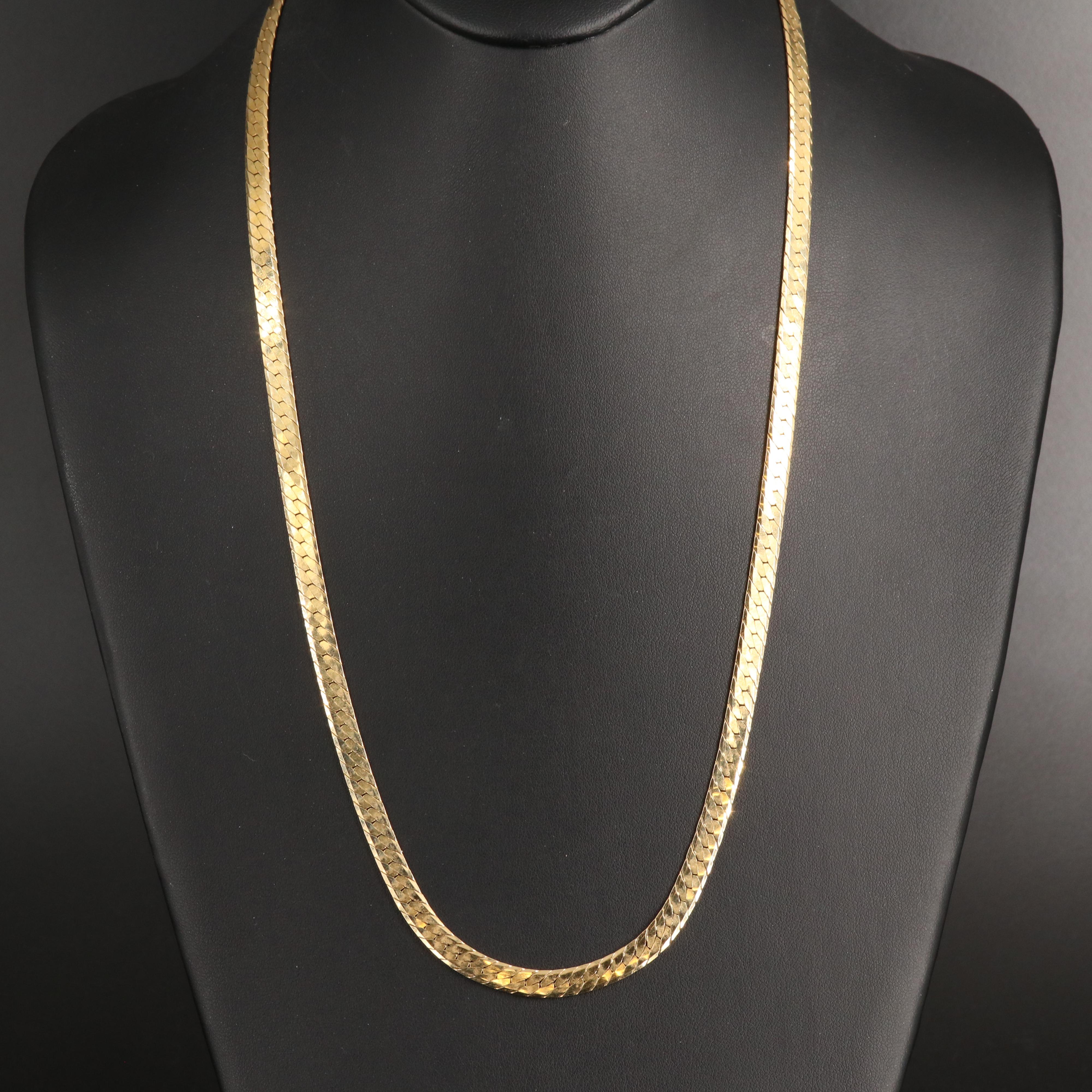 Italian 14K Herringbone Chain Necklace