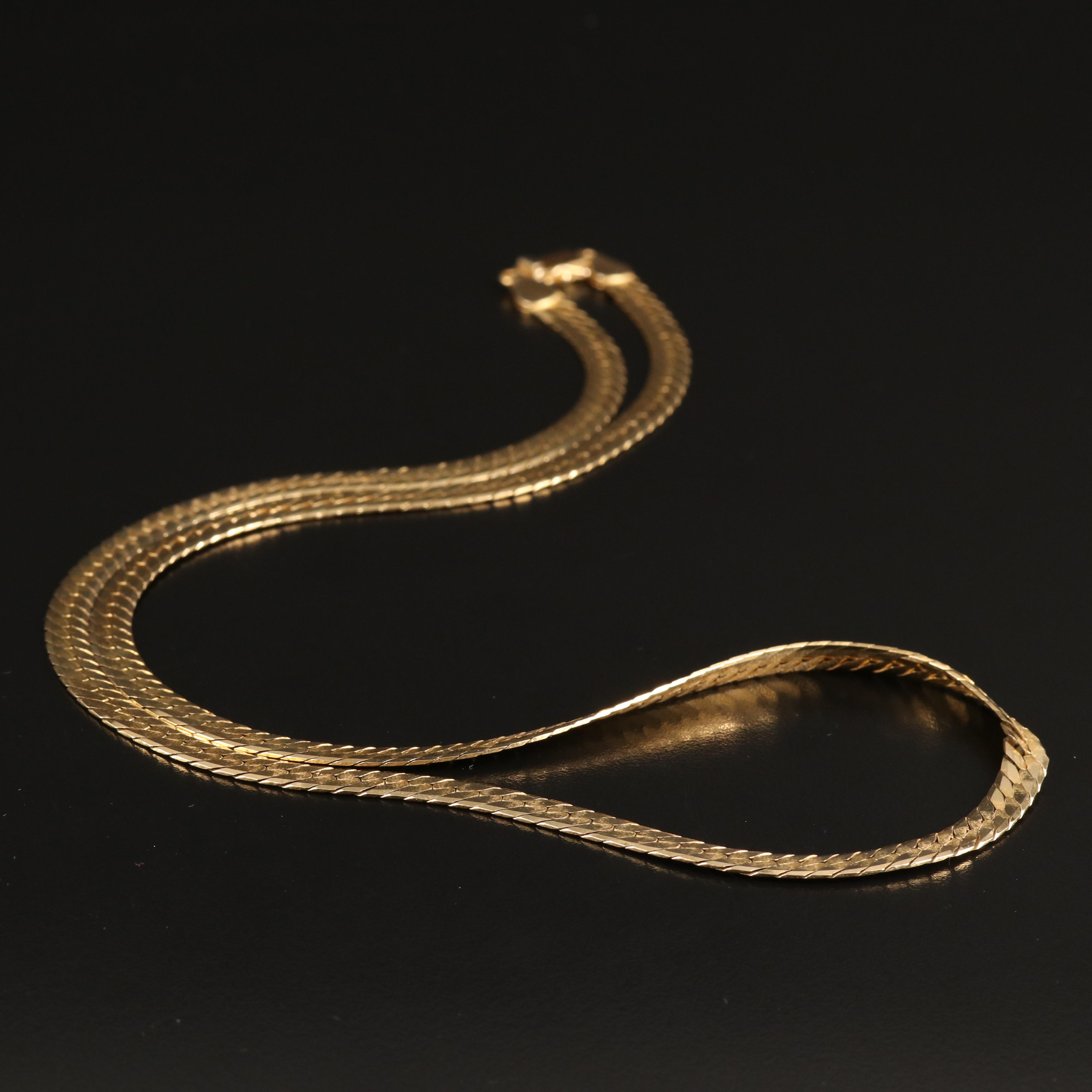 Italian 14K Herringbone Chain Necklace
