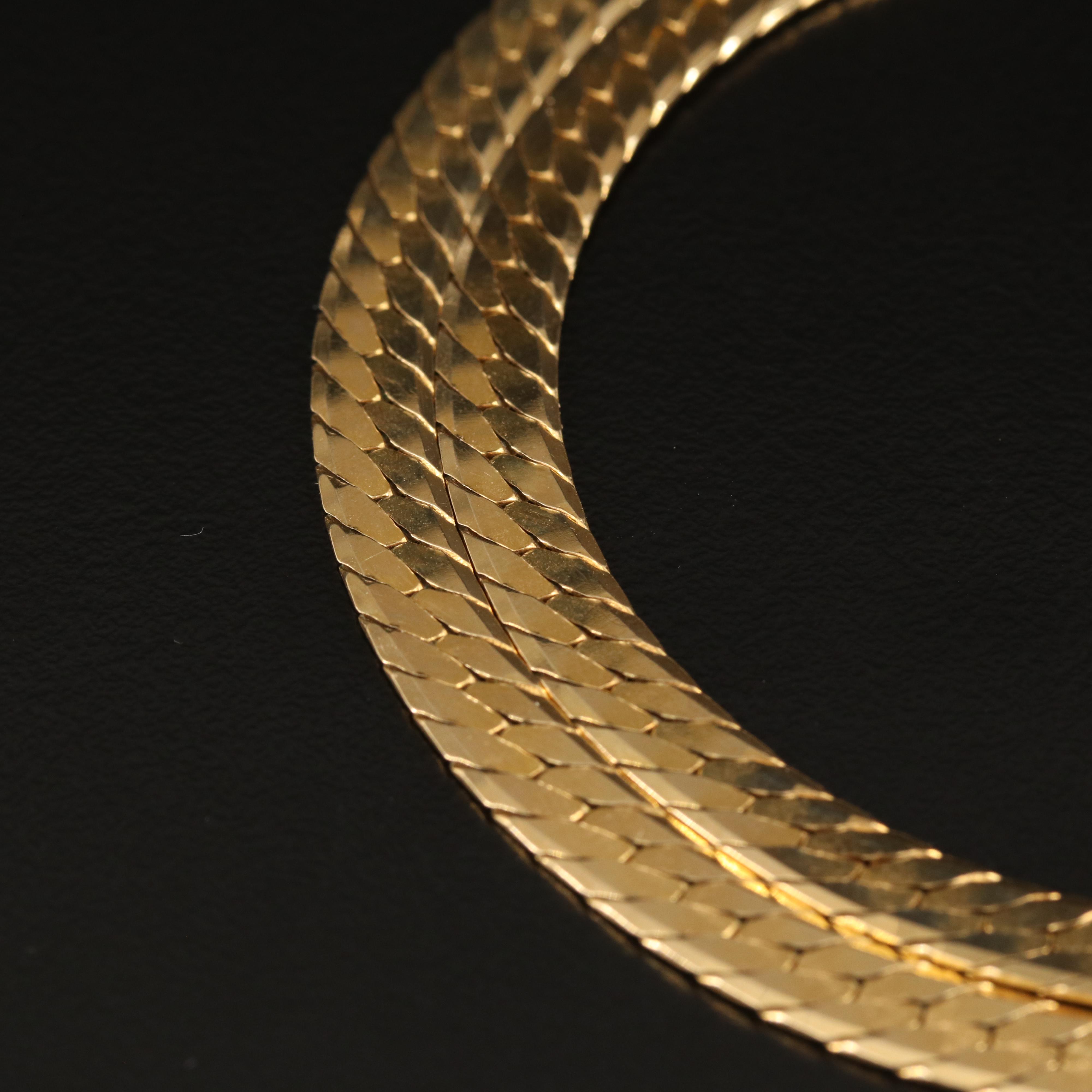 Italian 14K Herringbone Chain Necklace