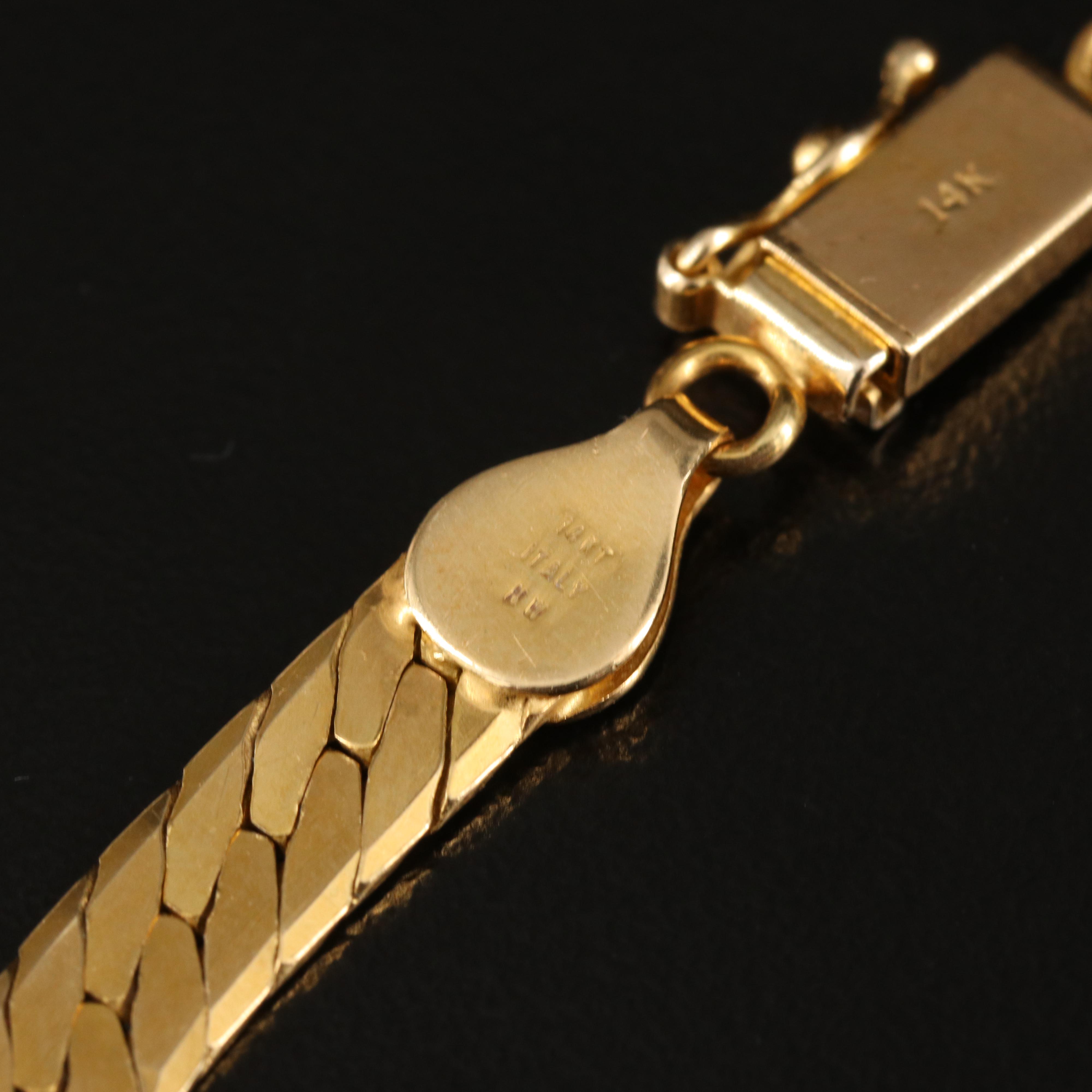 Italian 14K Herringbone Chain Necklace