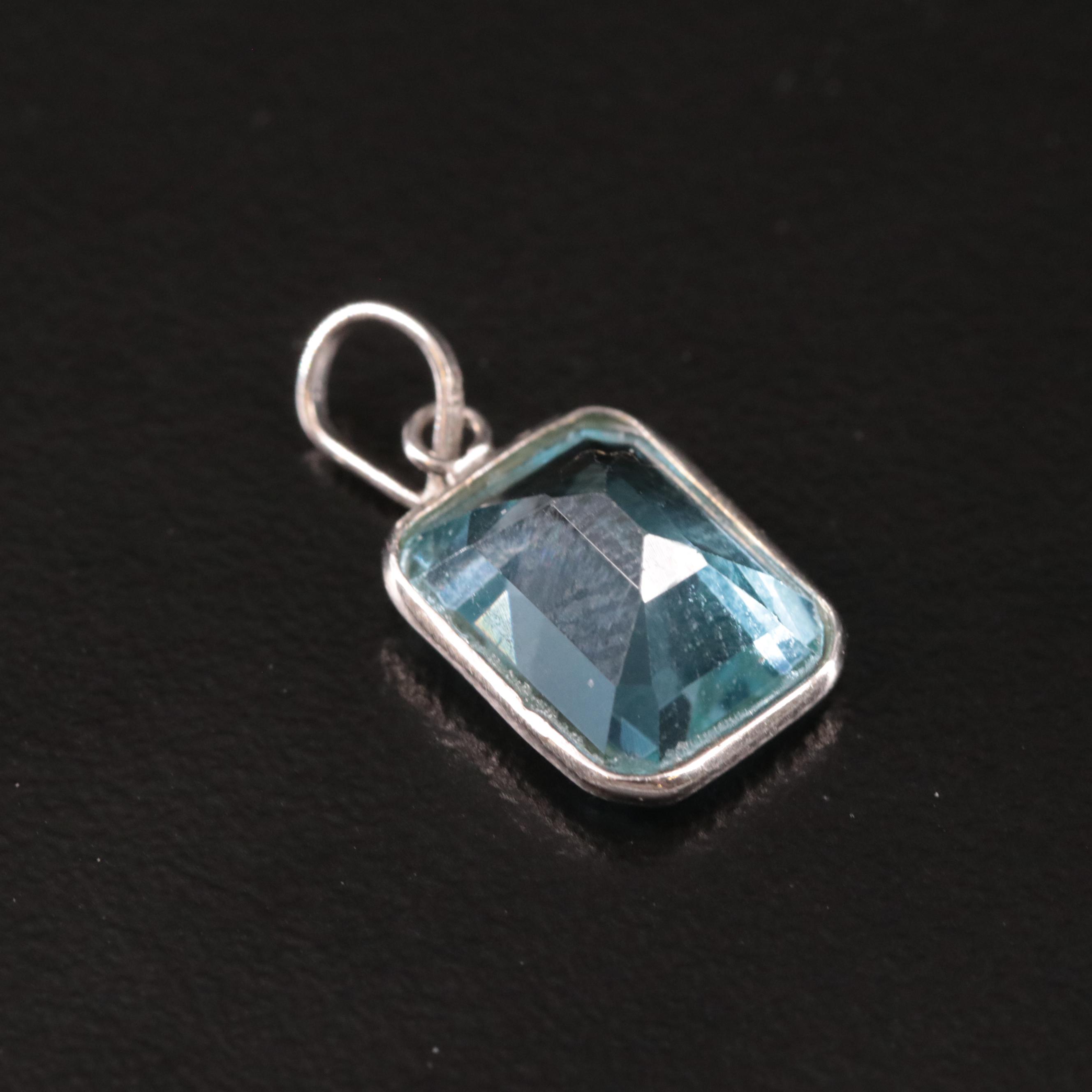 14K Blue Topaz Pendant