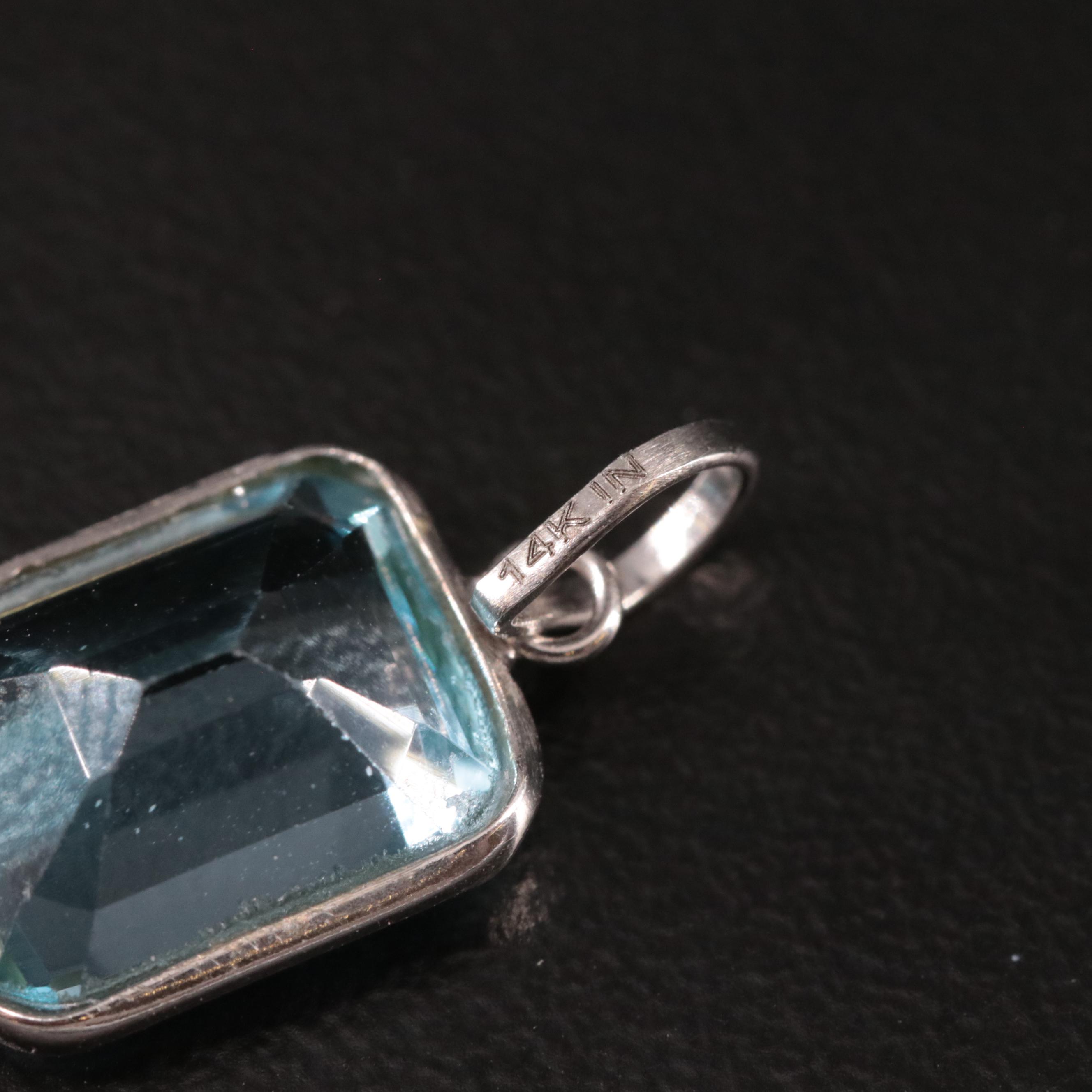 14K Blue Topaz Pendant