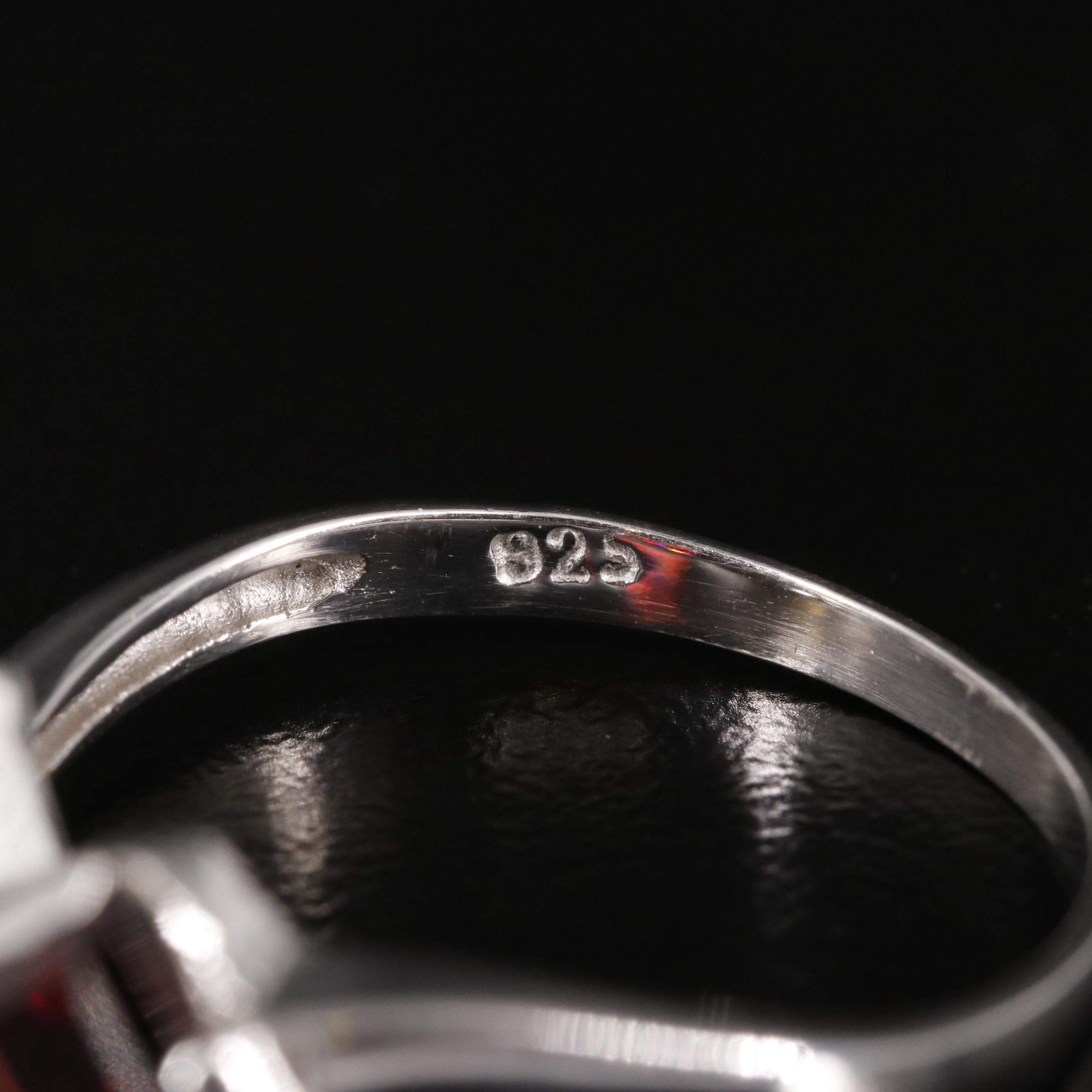 Sterling Citrine and Garnet Toi et Moi Ring