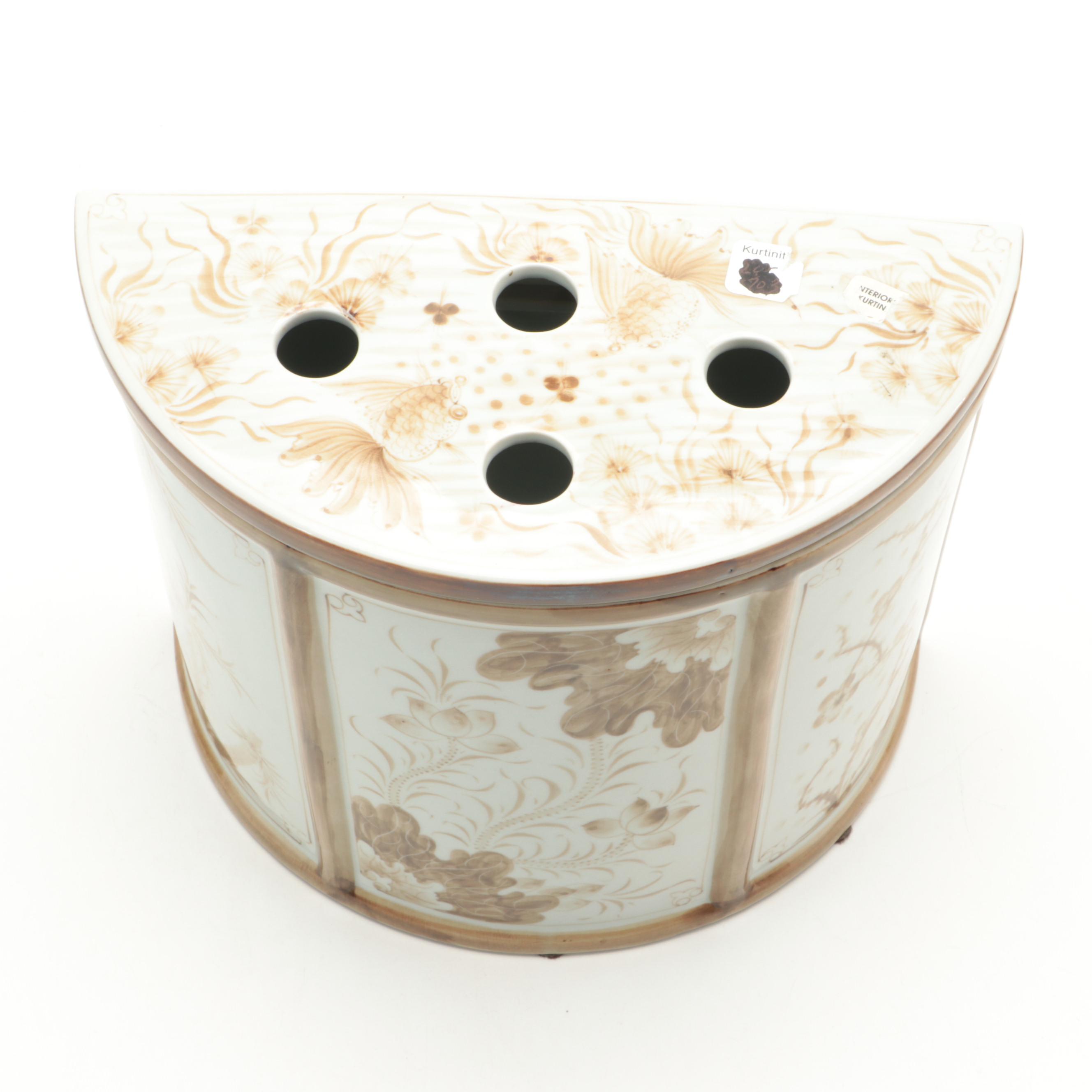 Maitland-Smith Ltd. Chinese Style Sepia Glaze Porcelain Bough Pot