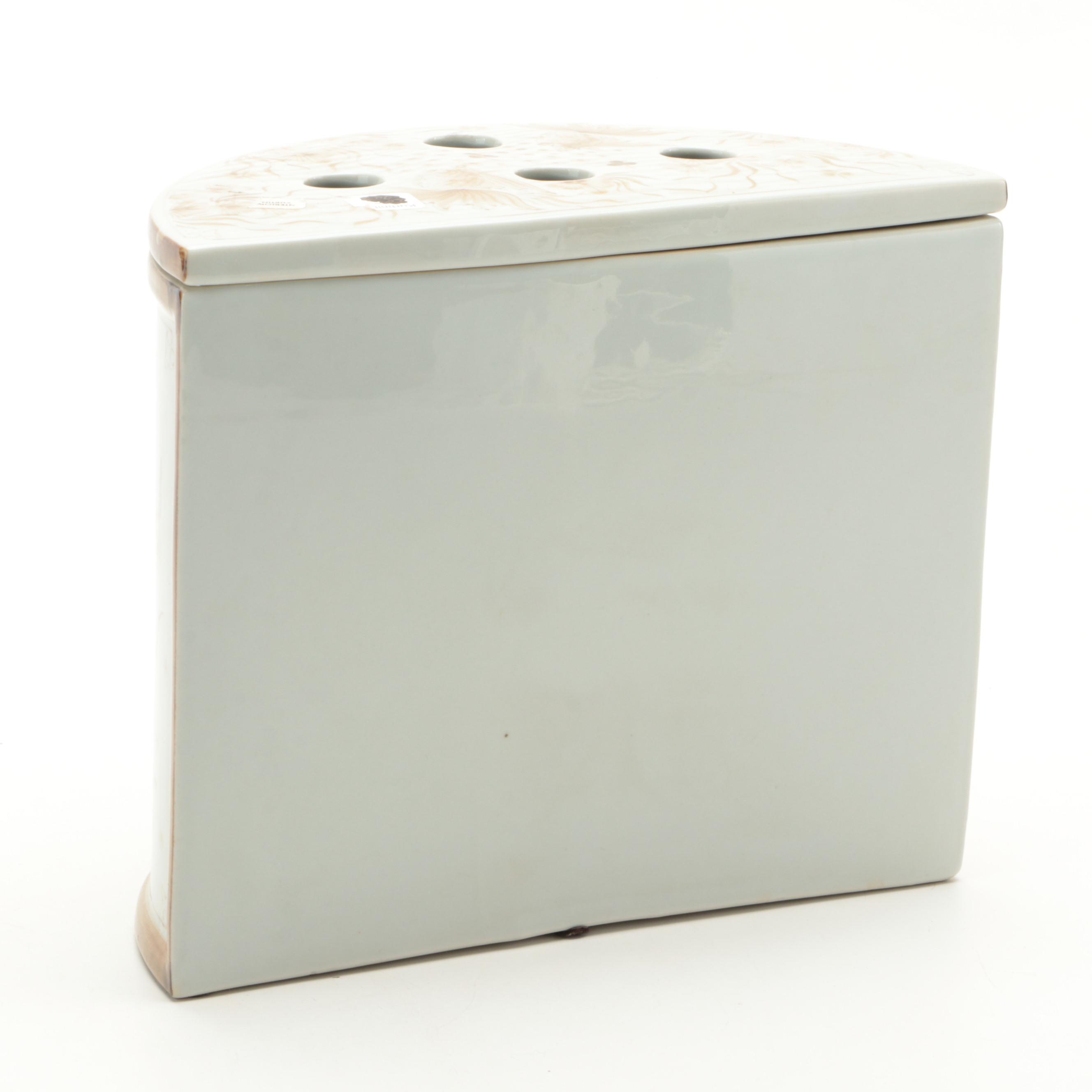 Maitland-Smith Ltd. Chinese Style Sepia Glaze Porcelain Bough Pot