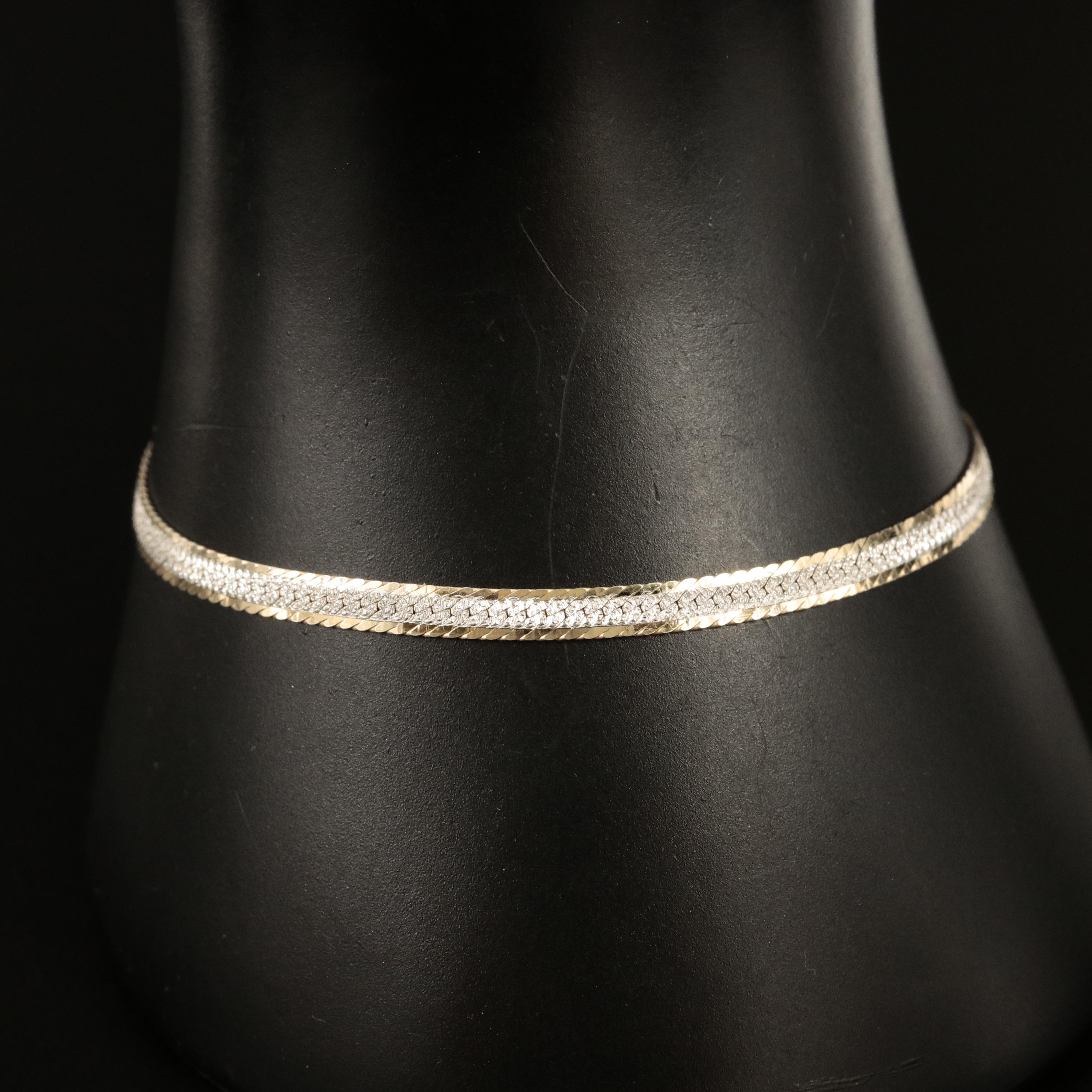 Italian Sterling Reversible Herringbone Chain Bracelet