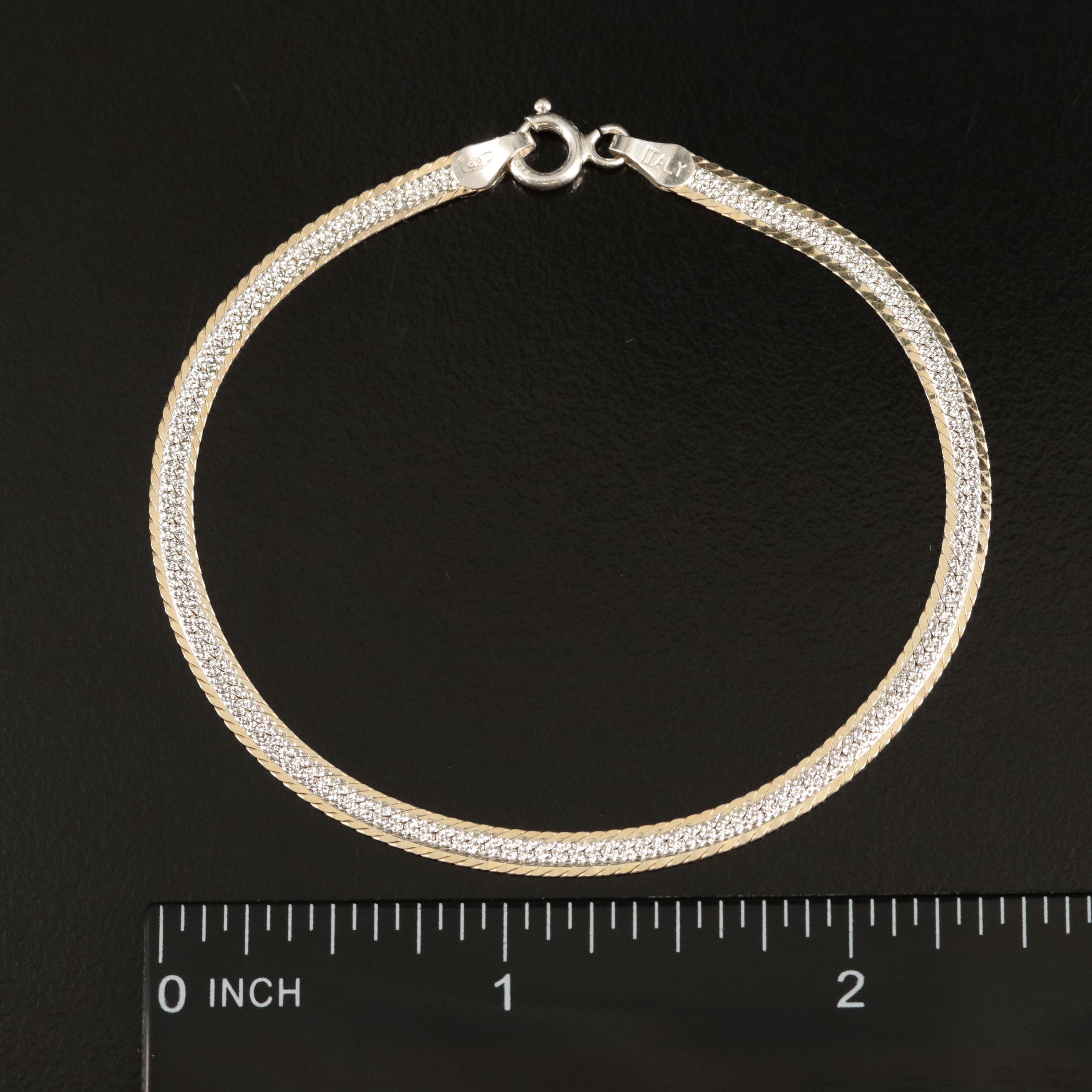 Italian Sterling Reversible Herringbone Chain Bracelet