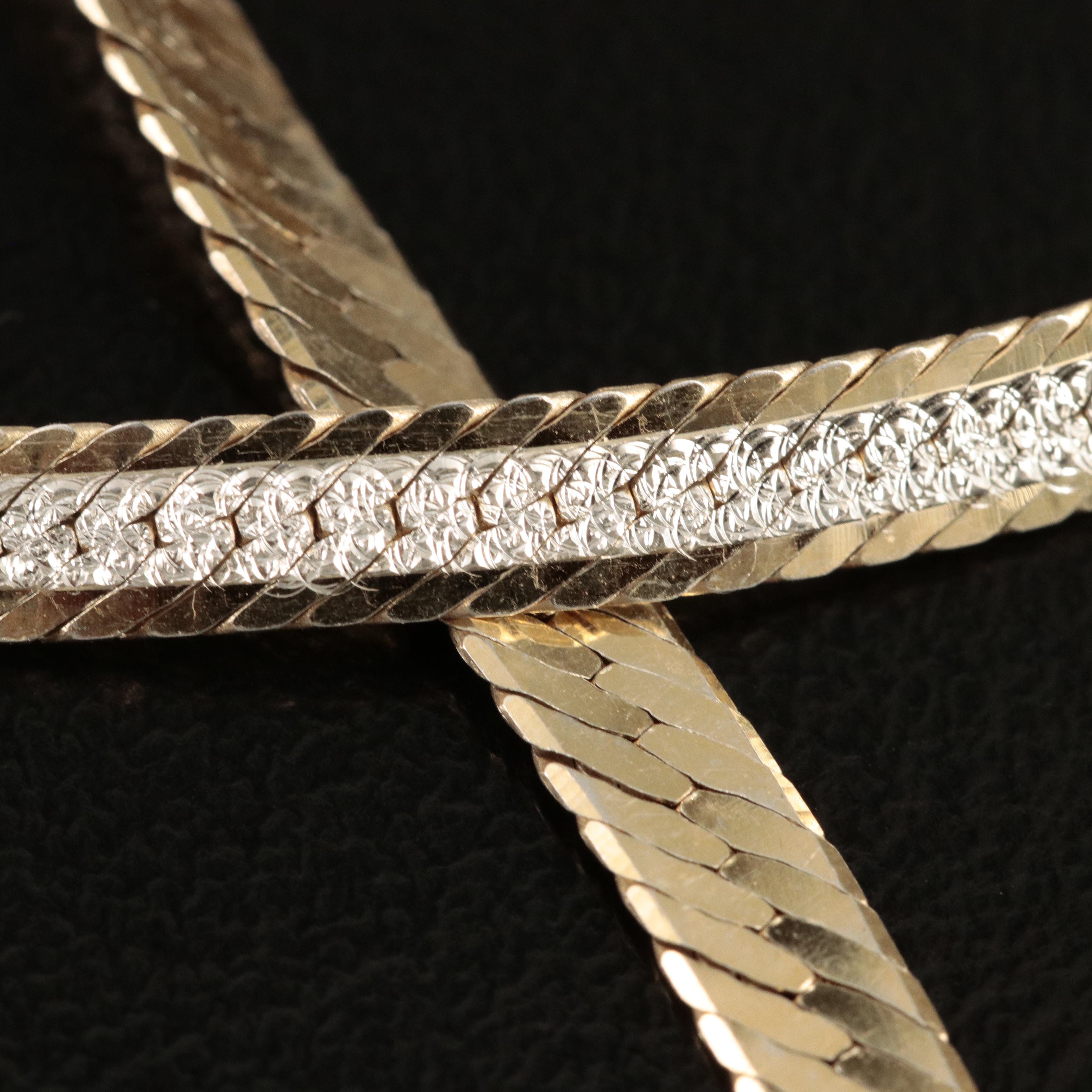 Italian Sterling Reversible Herringbone Chain Bracelet