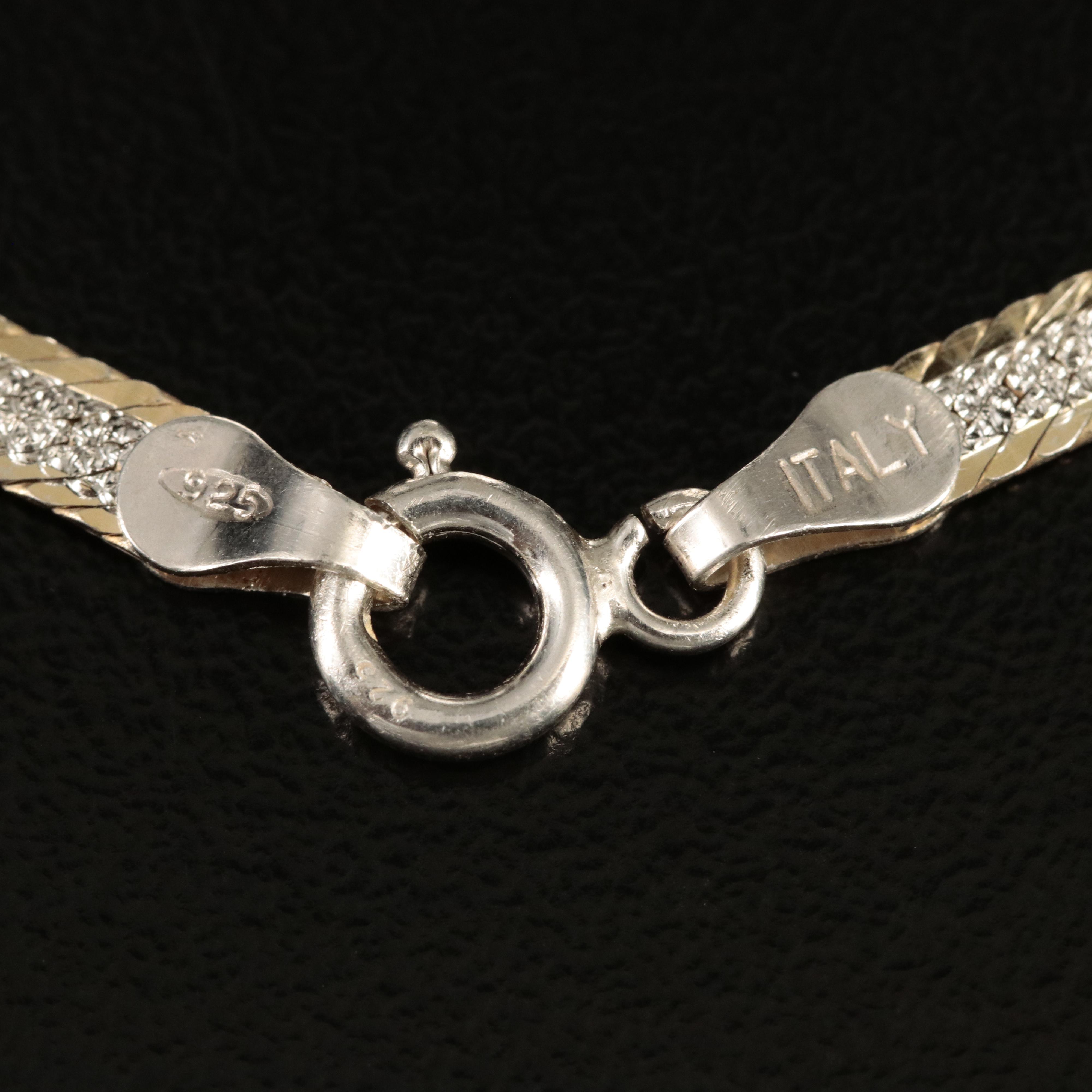 Italian Sterling Reversible Herringbone Chain Bracelet
