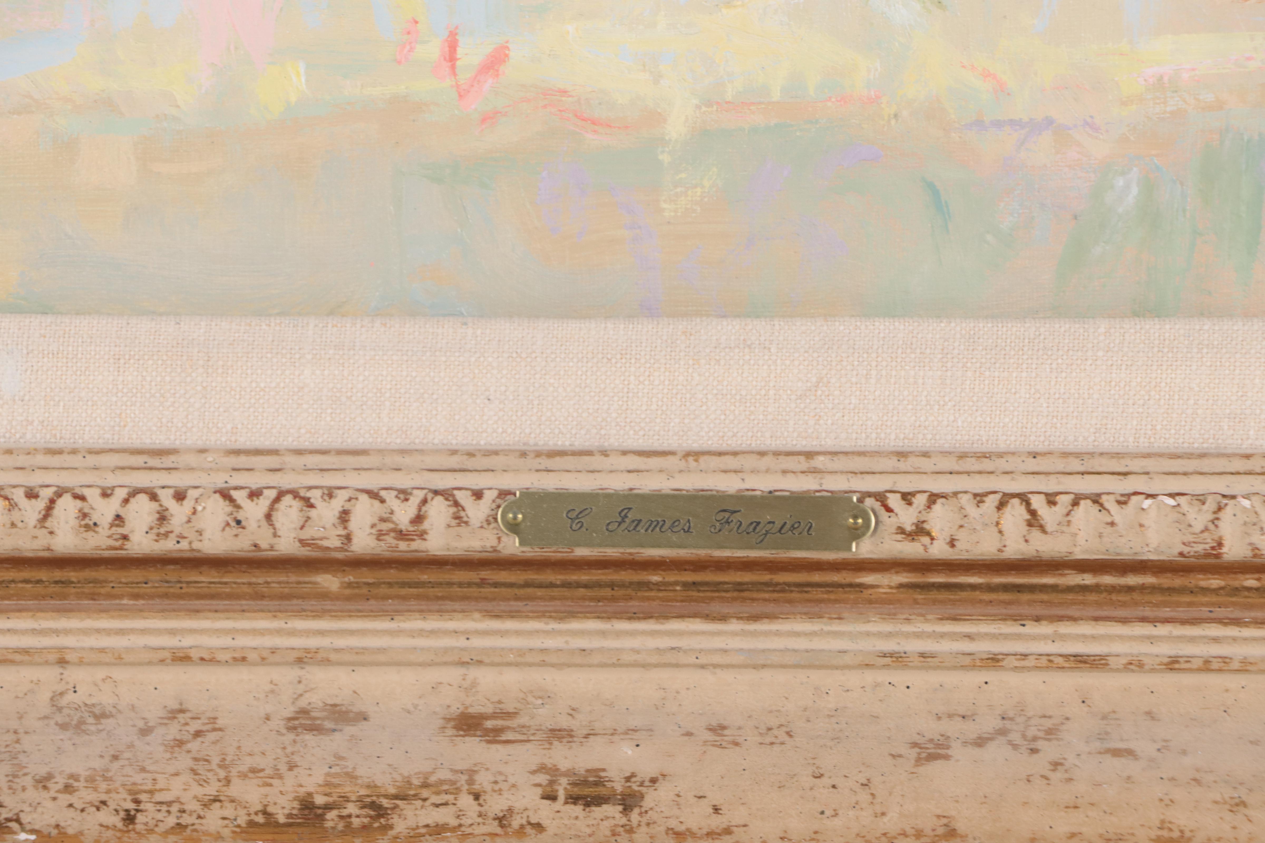 C. James Frazier Floral Still Life Oil Painting "Pewter Reflections," 1984