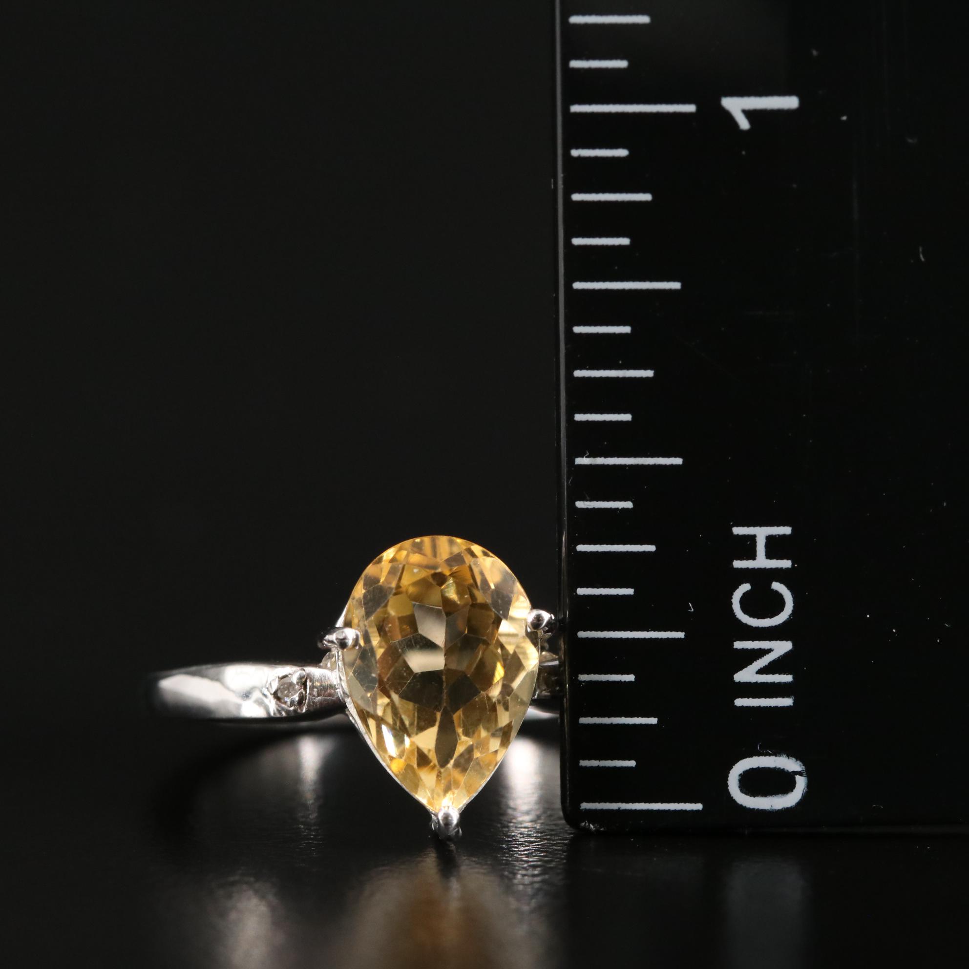 Sterling Citrine and Diamond Ring