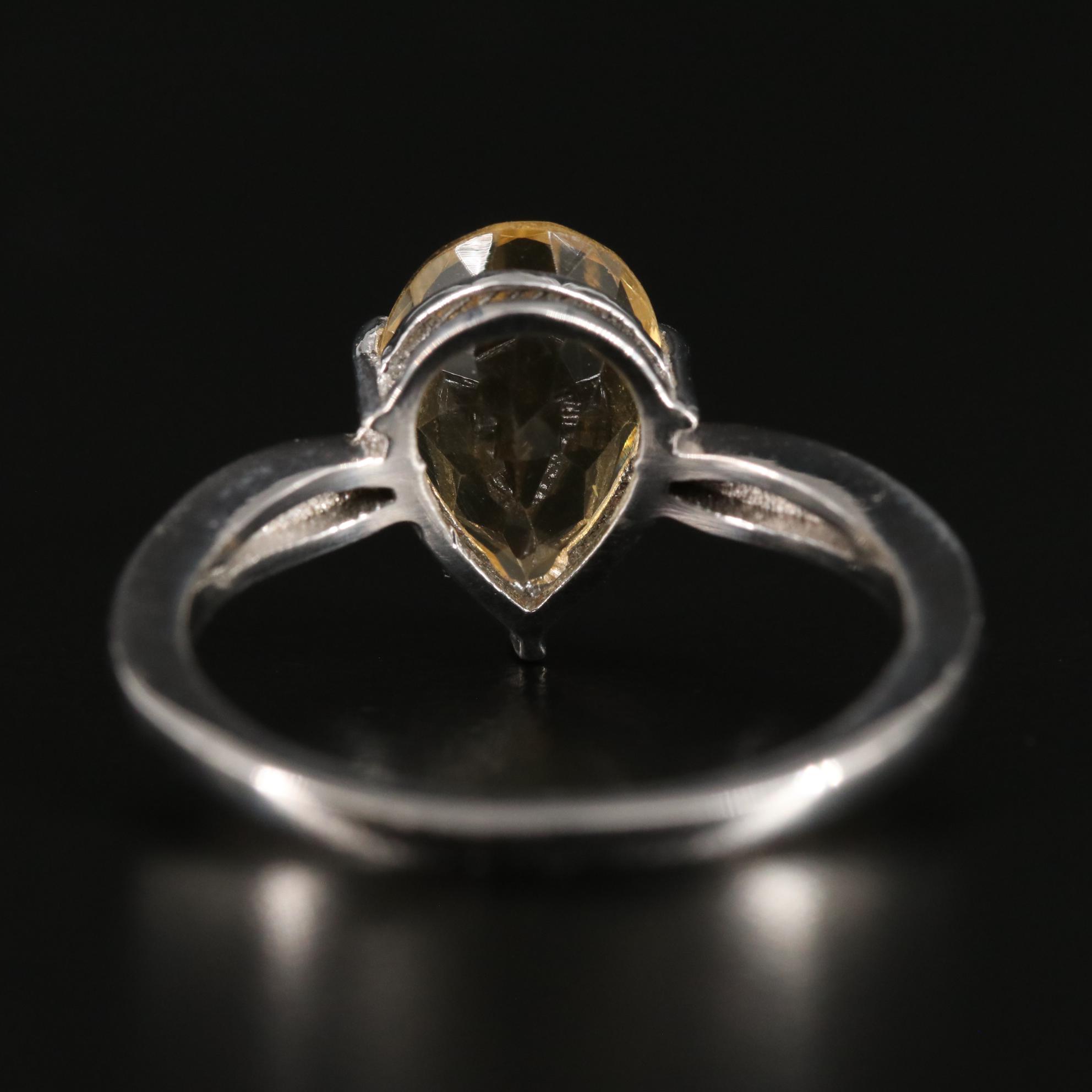 Sterling Citrine and Diamond Ring