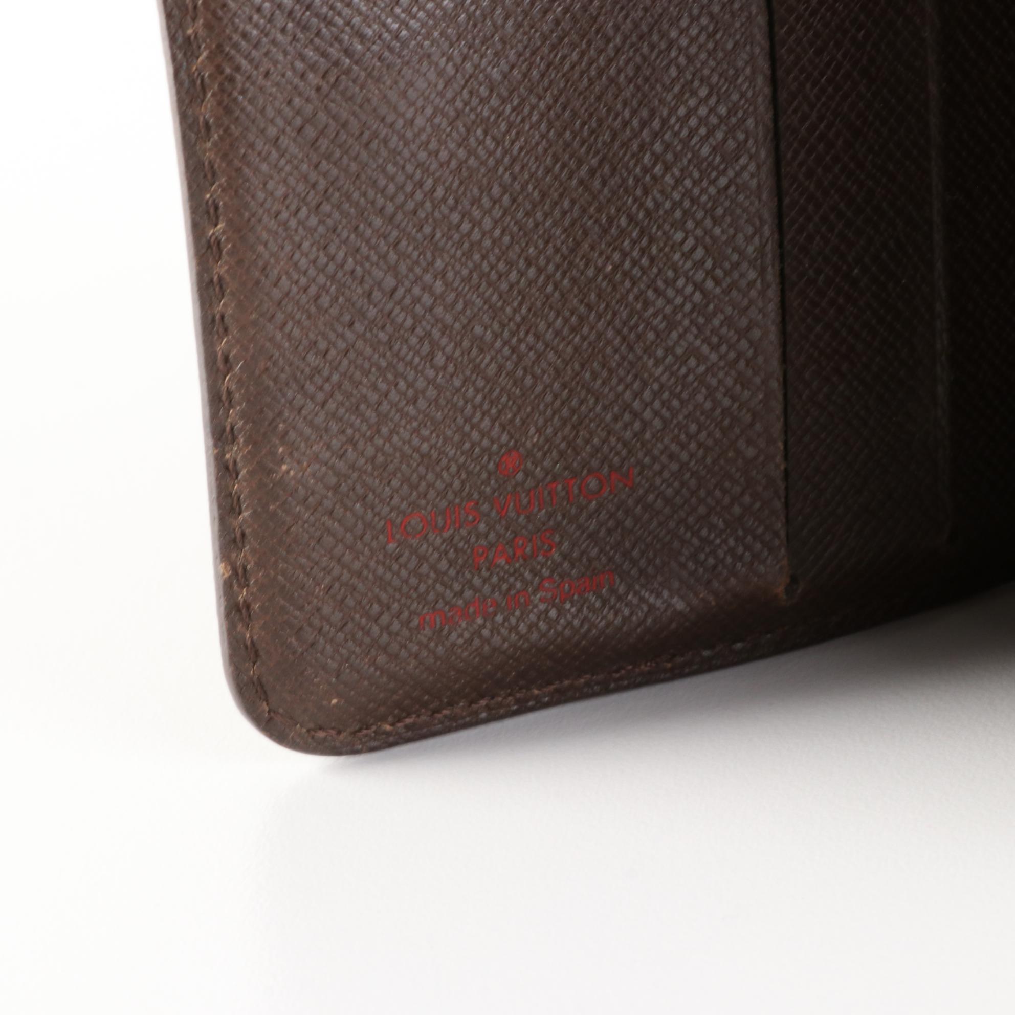 Louis Vuitton Compact Zip Wallet in Damier Canvas and Leather with Box