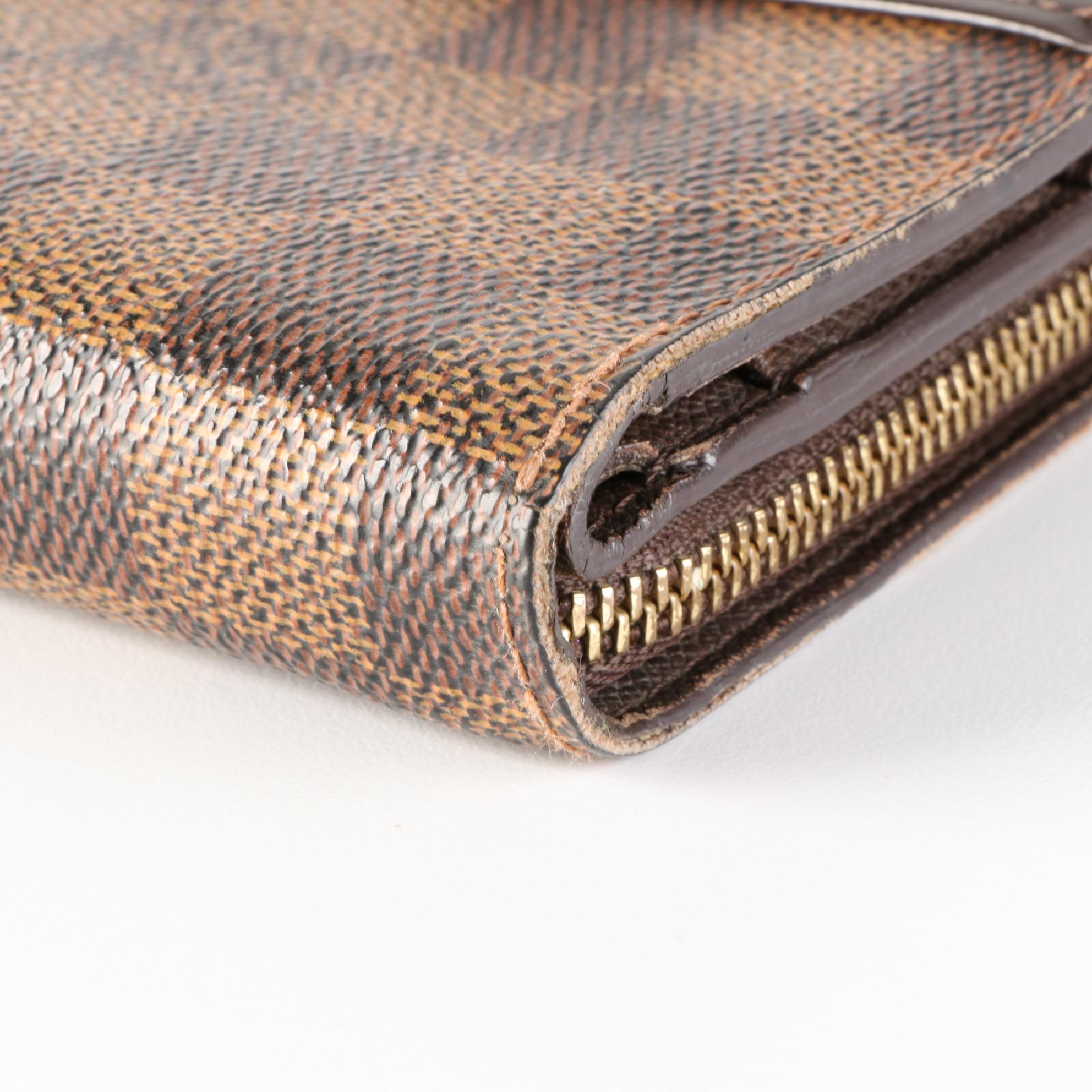 Louis Vuitton Compact Zip Wallet in Damier Canvas and Leather with Box