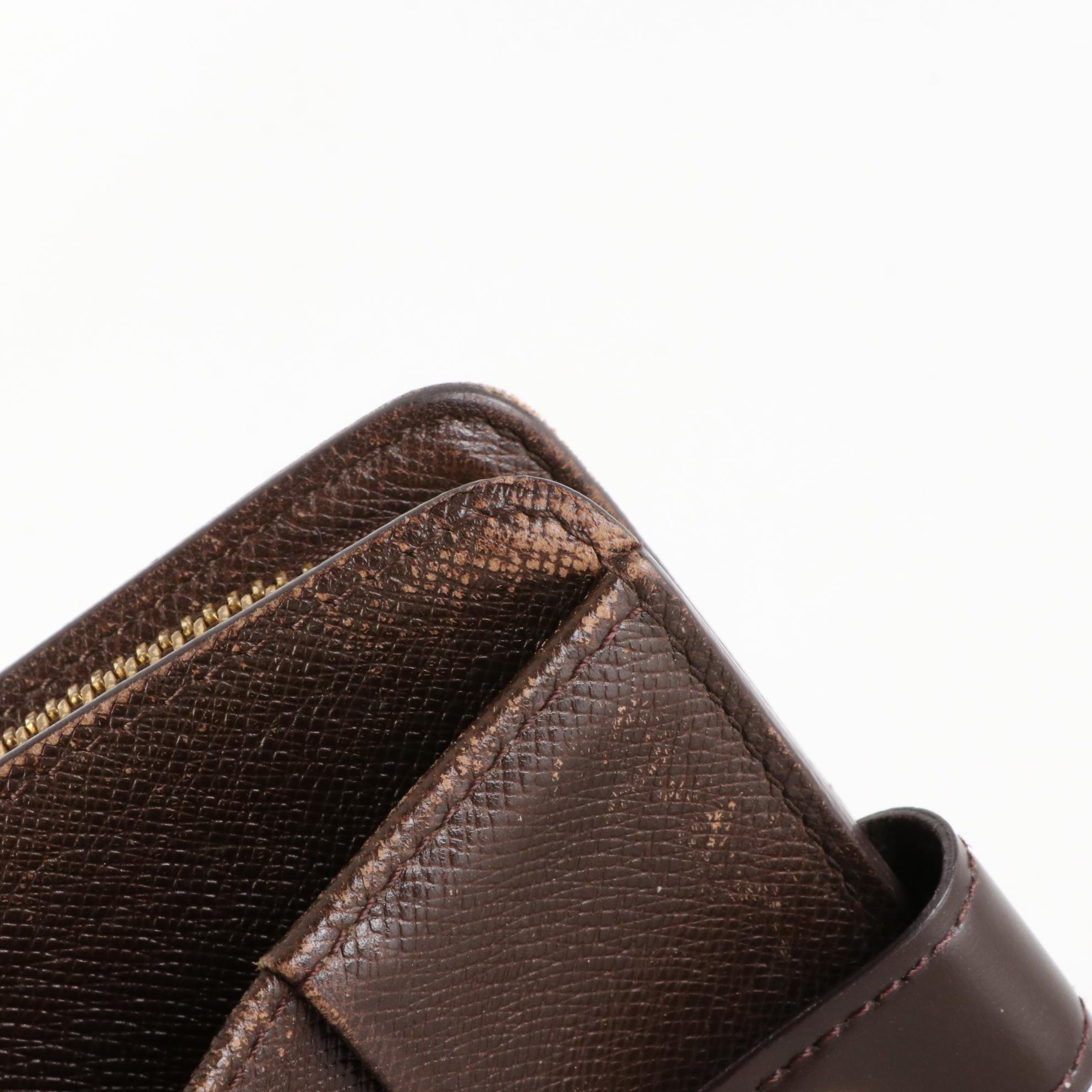 Louis Vuitton Compact Zip Wallet in Damier Canvas and Leather with Box