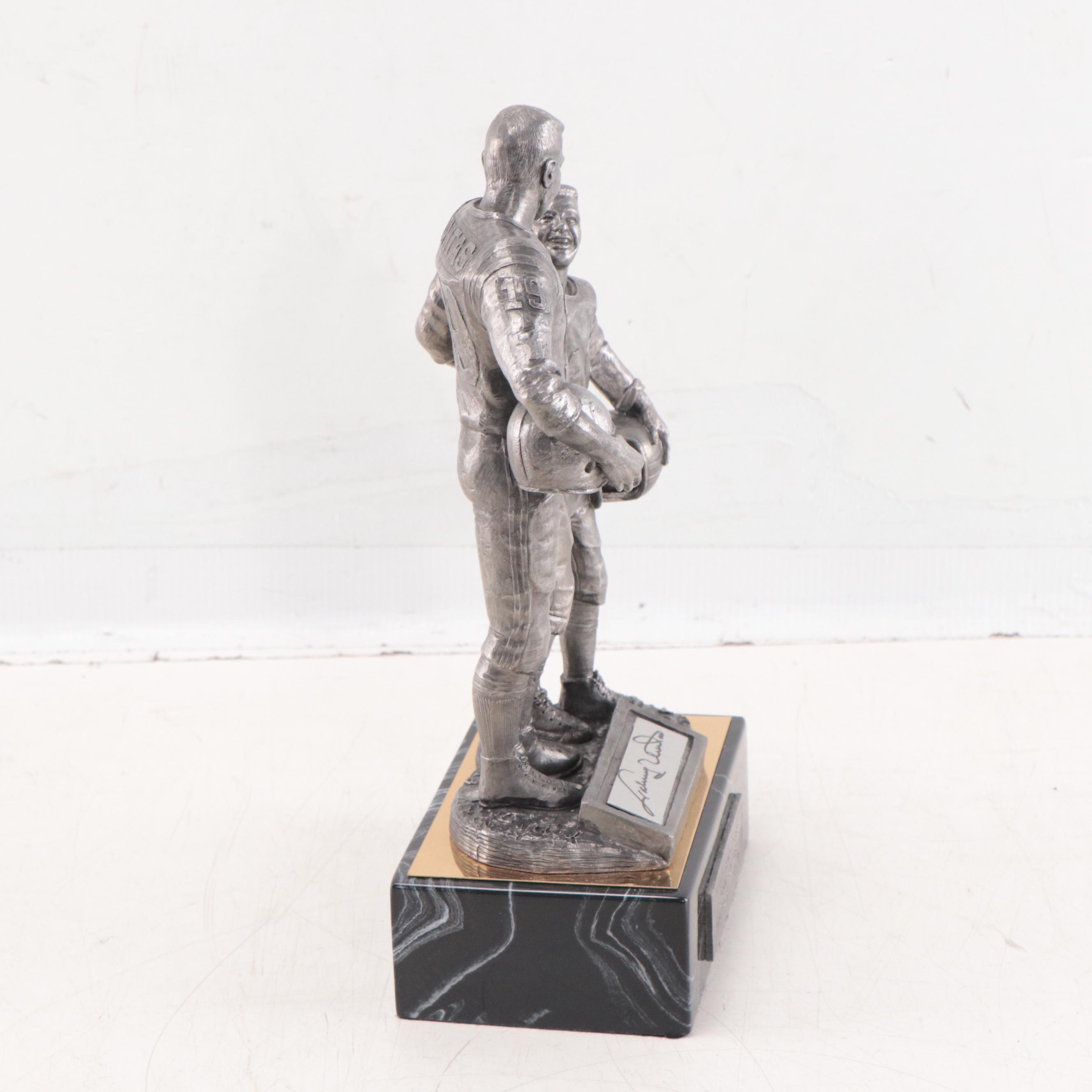 Johnny Unitas Signed "The Legend Lives" Pewter Sculpture by Michael Ricker