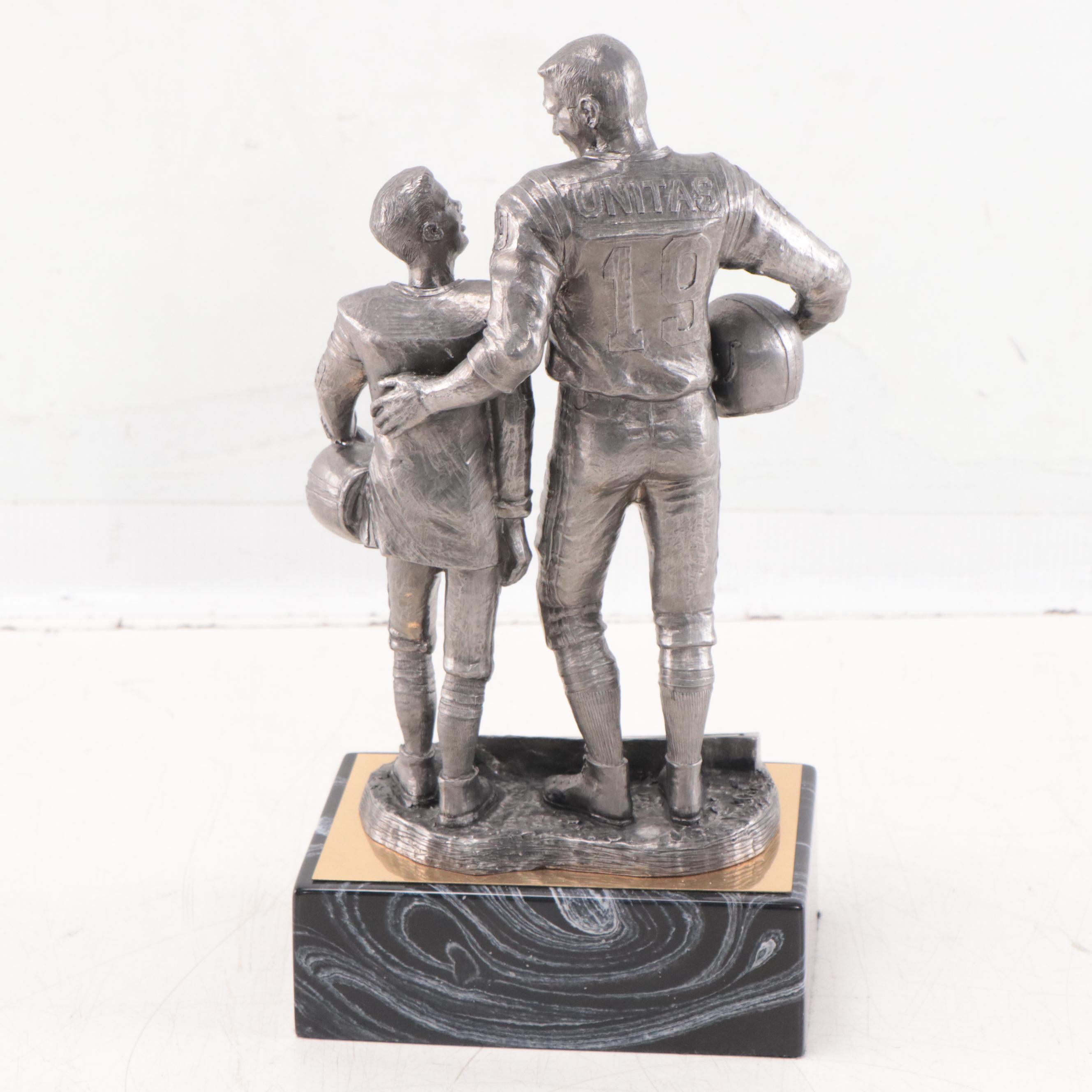 Johnny Unitas Signed "The Legend Lives" Pewter Sculpture by Michael Ricker