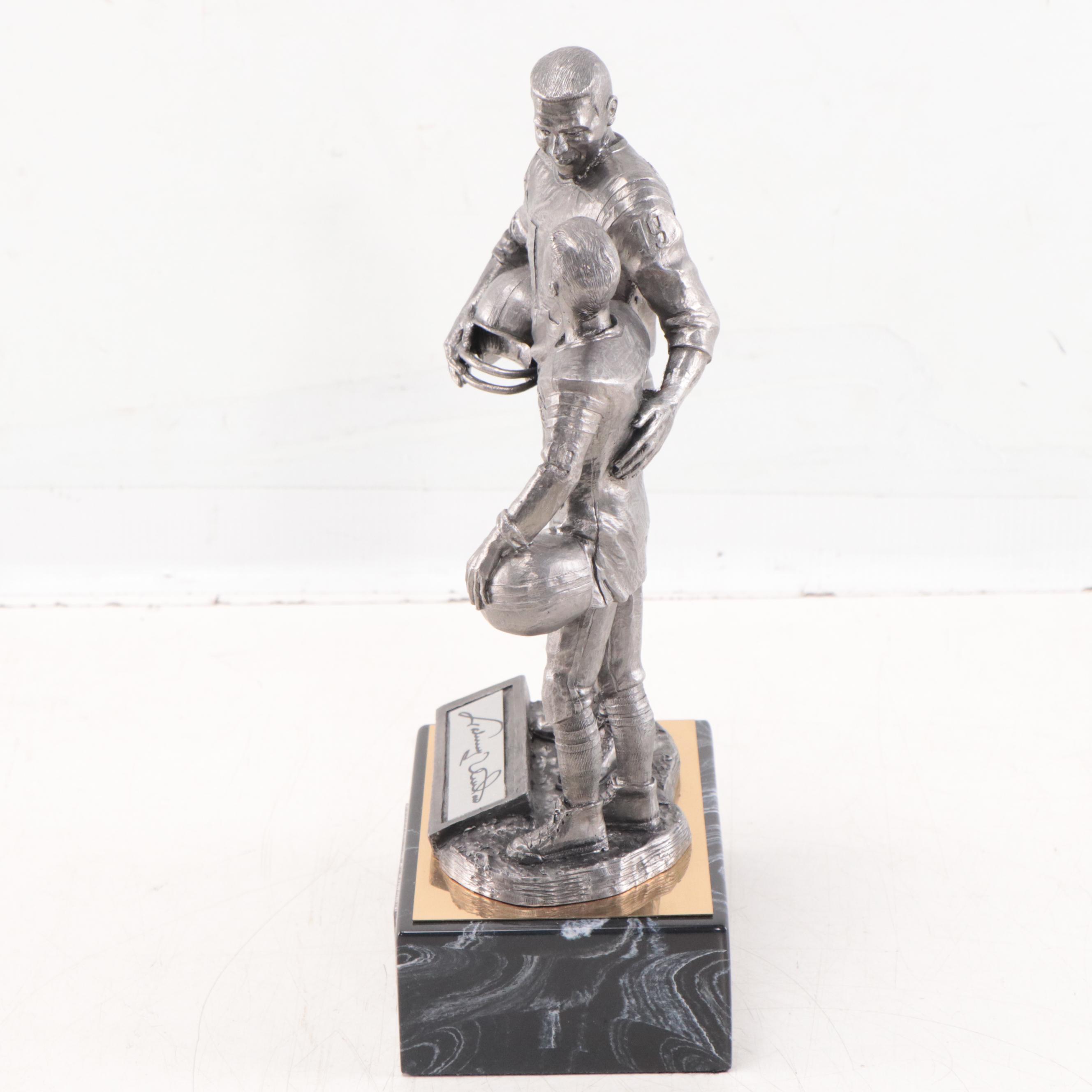 Johnny Unitas Signed "The Legend Lives" Pewter Sculpture by Michael Ricker