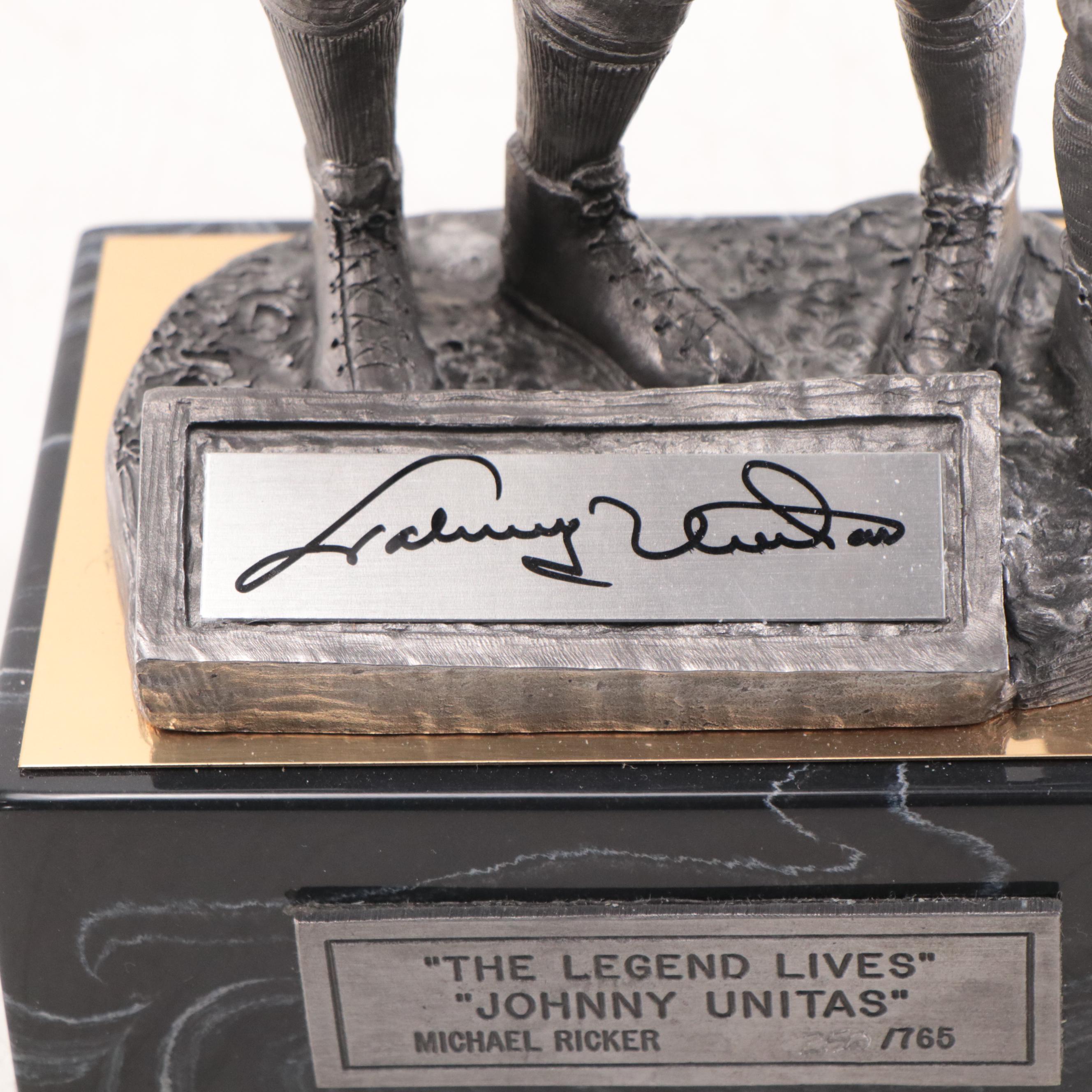 Johnny Unitas Signed "The Legend Lives" Pewter Sculpture by Michael Ricker