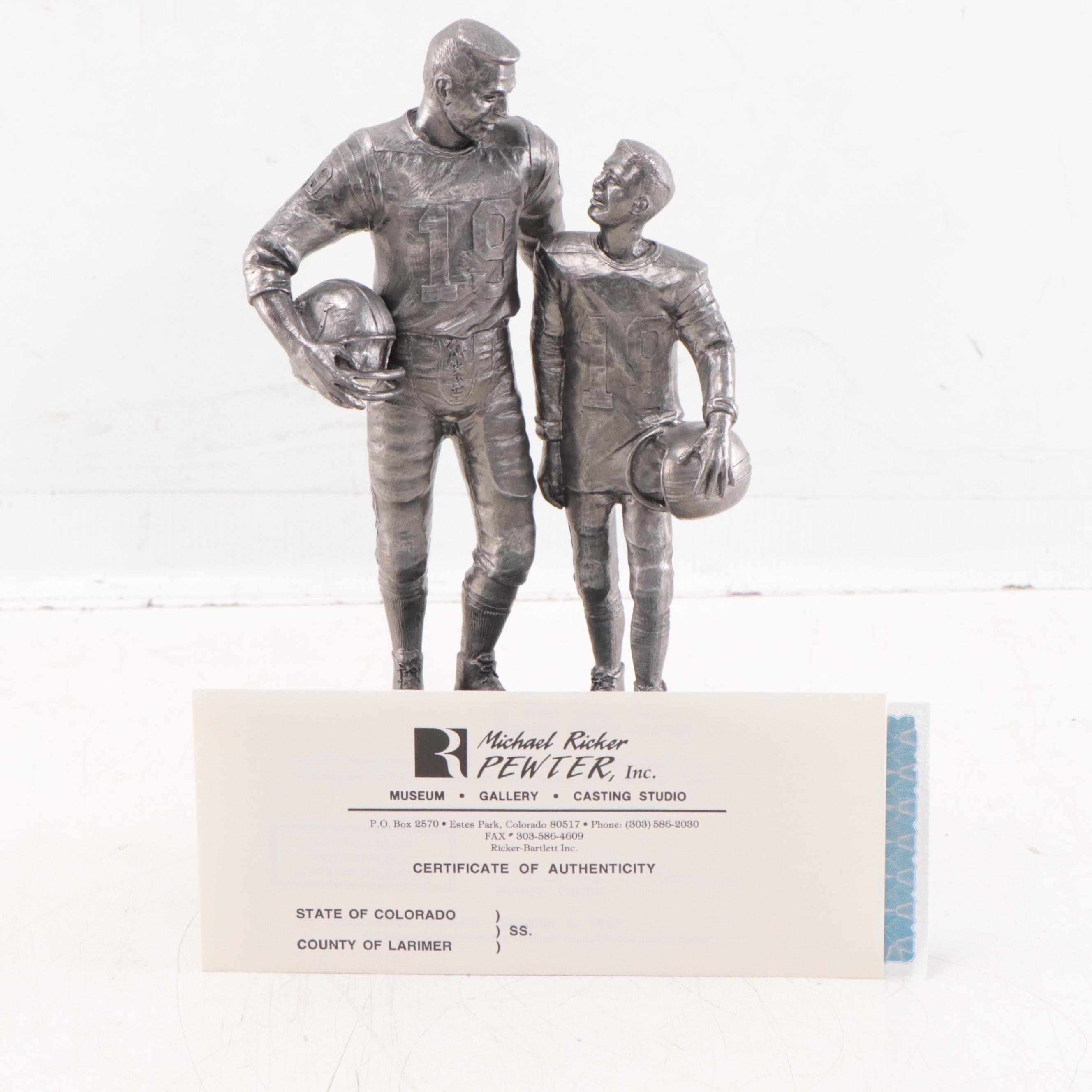 Johnny Unitas Signed "The Legend Lives" Pewter Sculpture by Michael Ricker