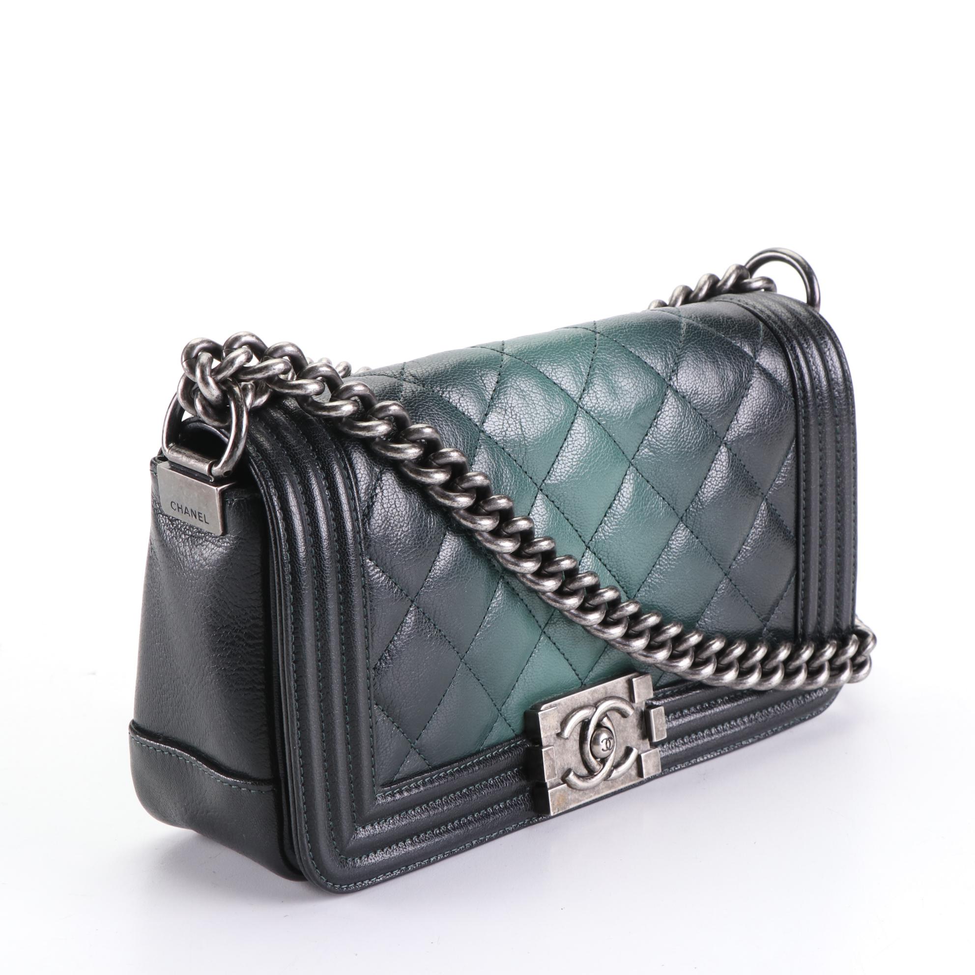 Chanel Medium Boy Flap Bag in Ombré Quilted Leather with Chain Strap