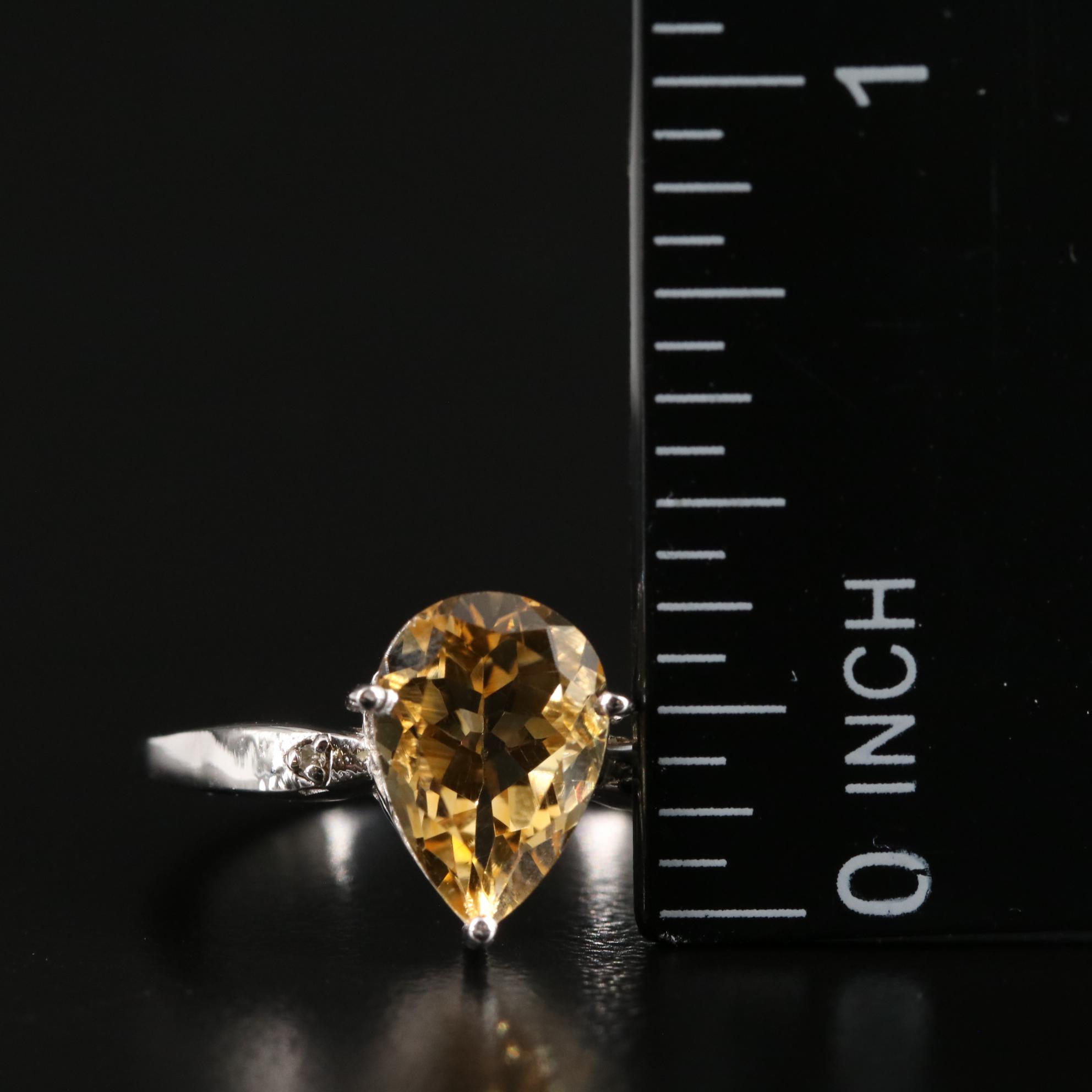 Sterling Citrine and Diamond Ring