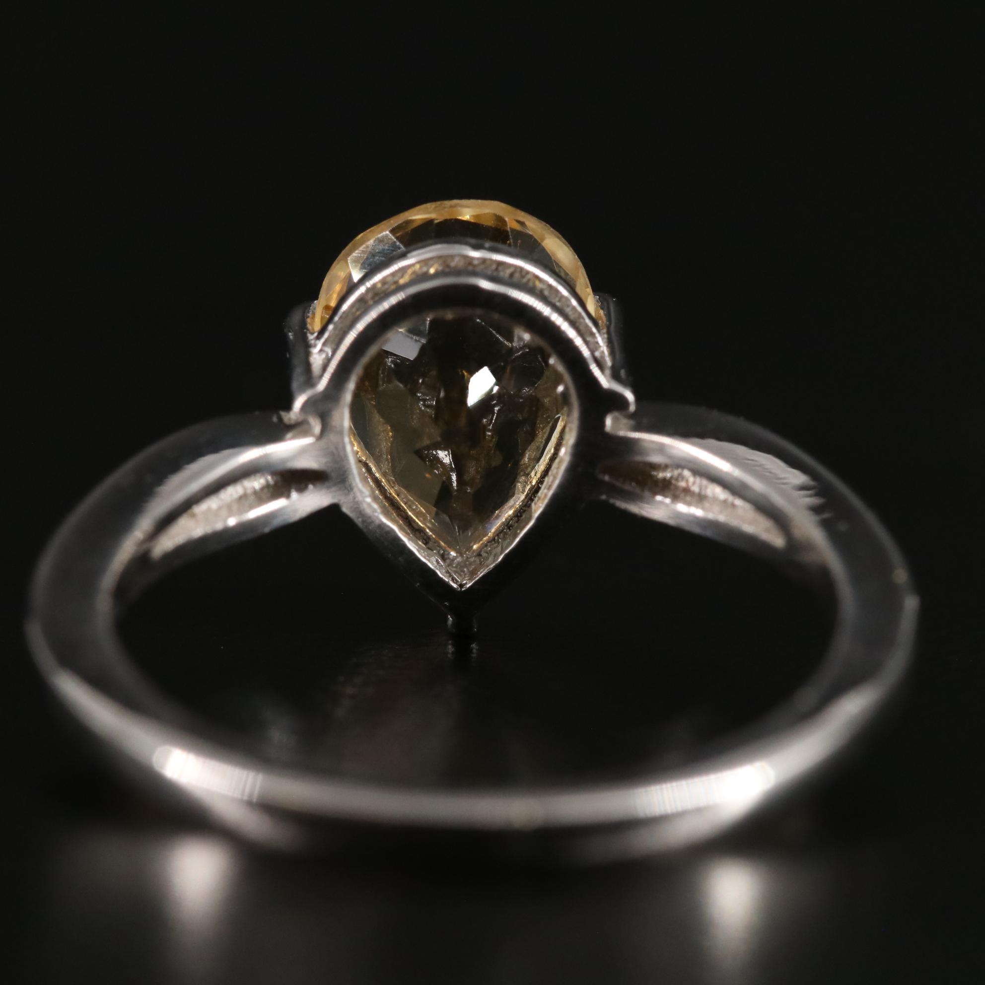 Sterling Citrine and Diamond Ring